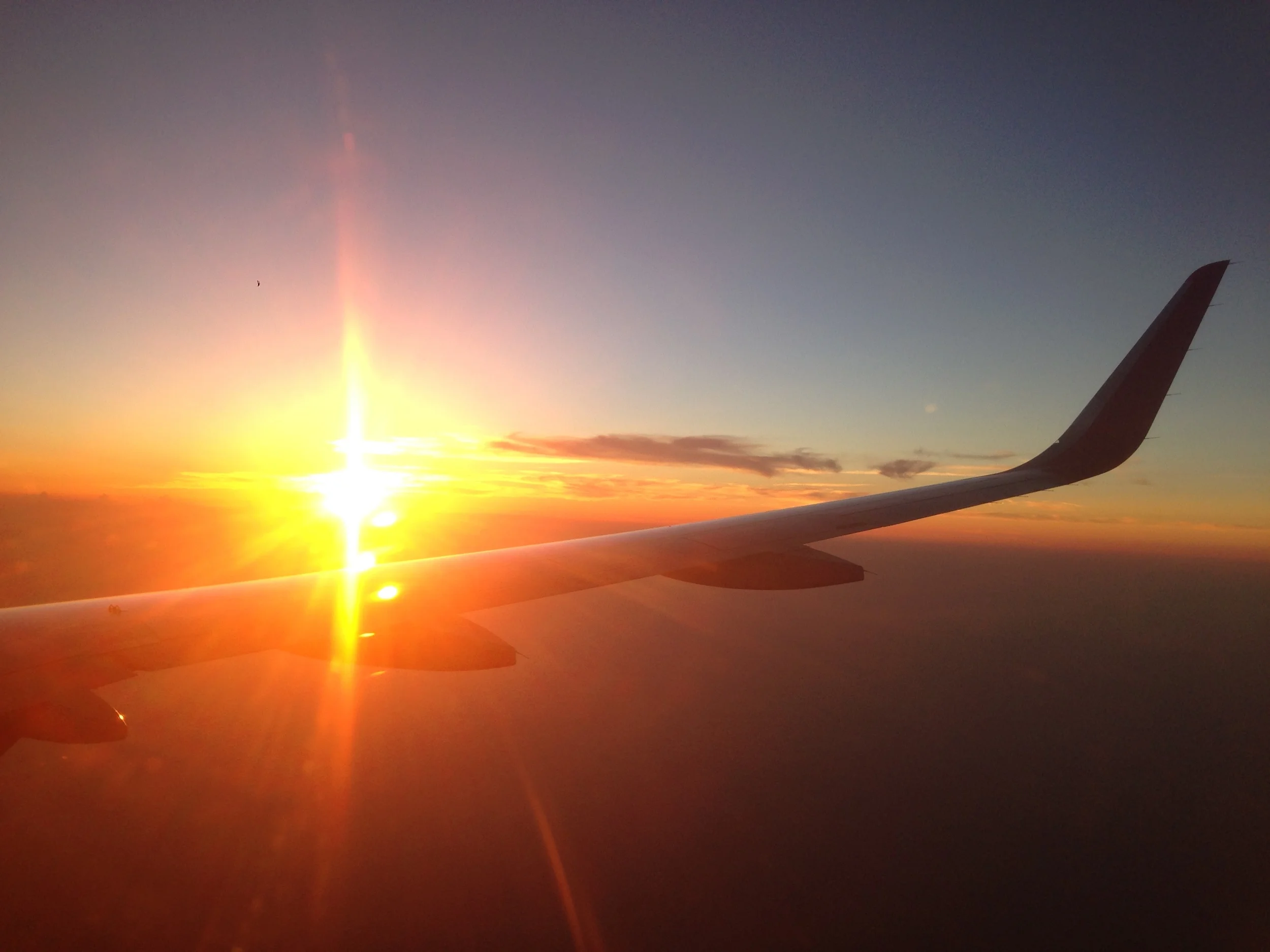 Sunset flying into Vietnam from Hong Kong