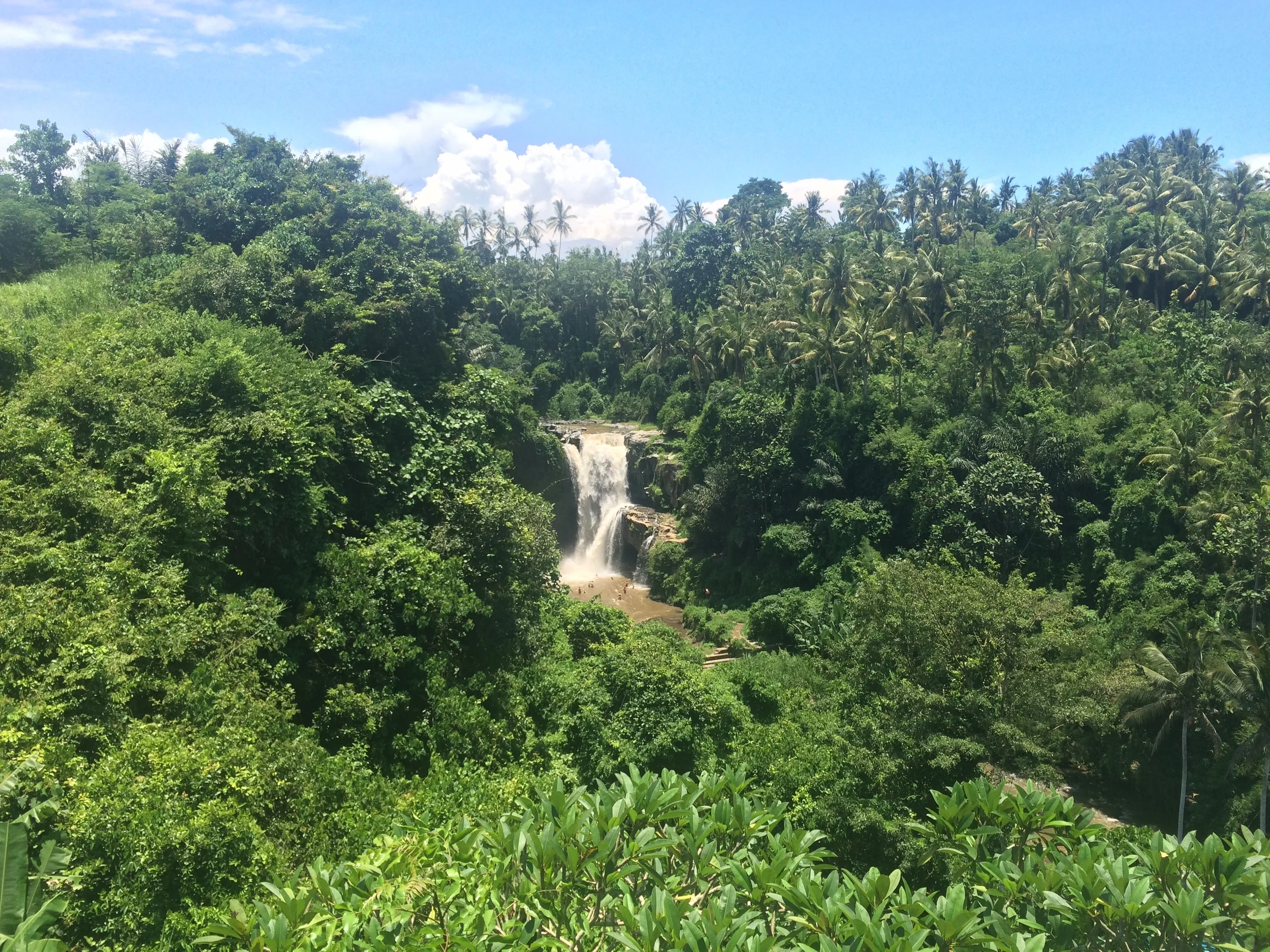 Looking down on the popular Tegenungan waterfall