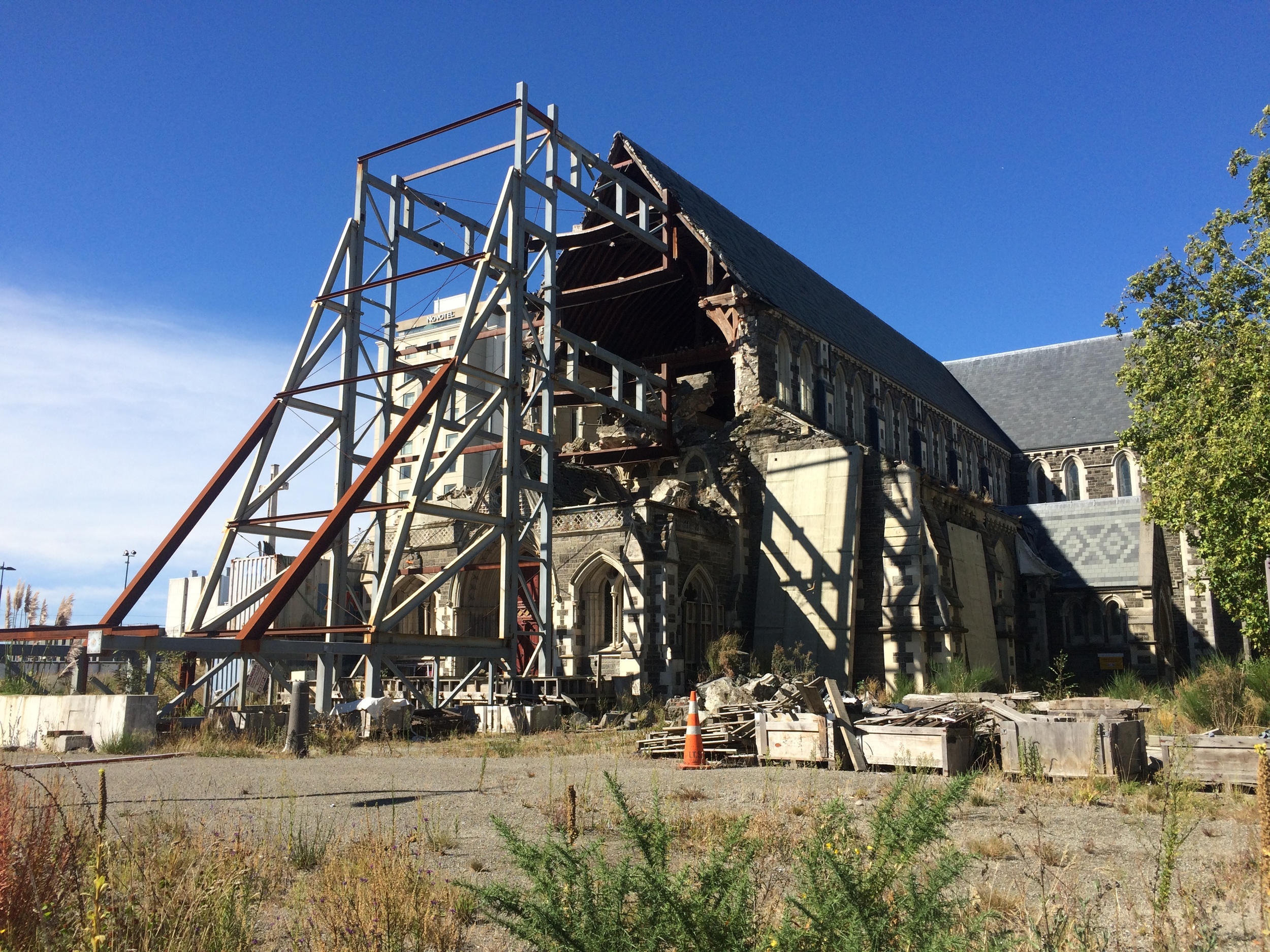 The cathedral in Christchurch shows the damage of the earthquake 5 years ago.