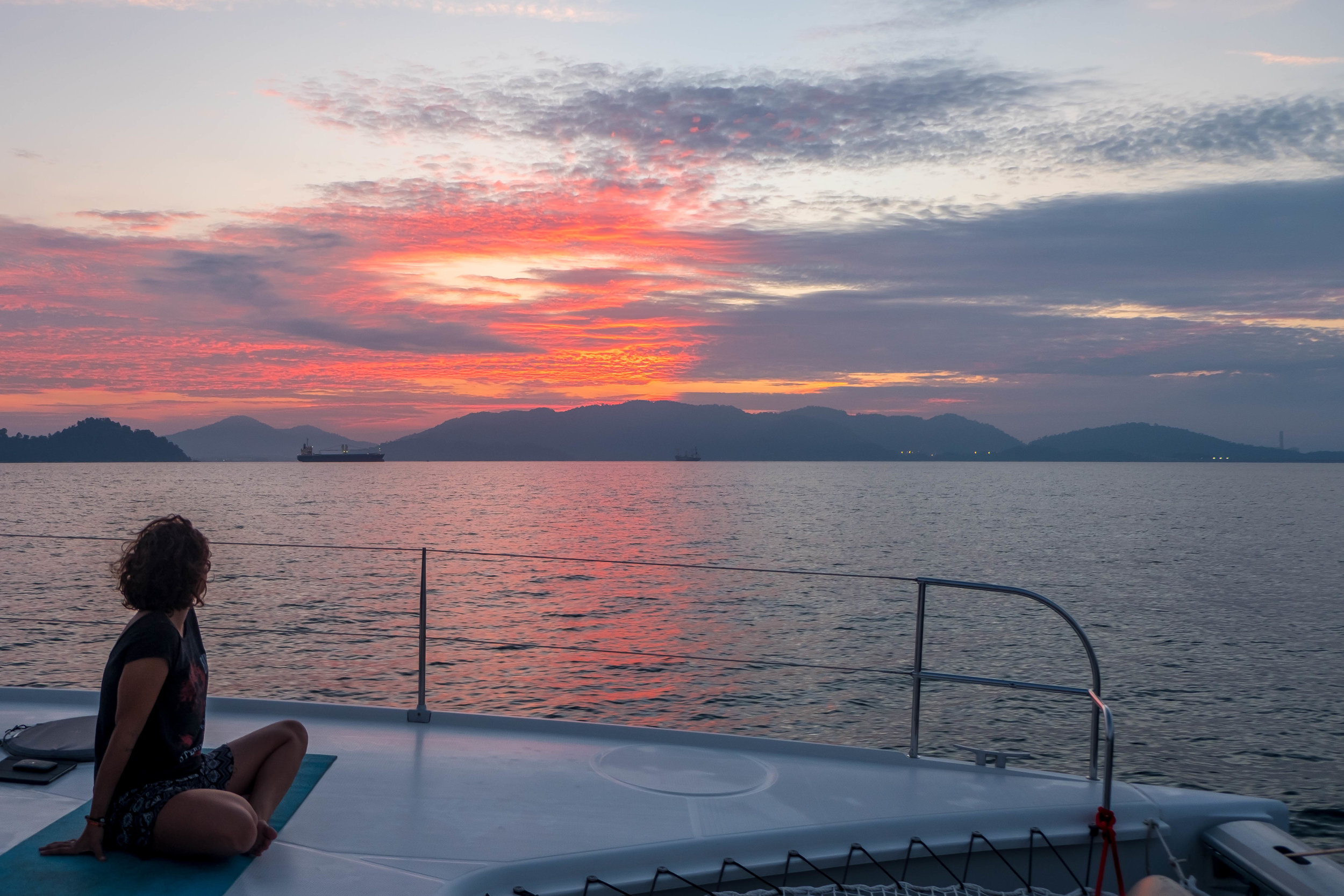  Larissa watching the sunset near Port Klang 