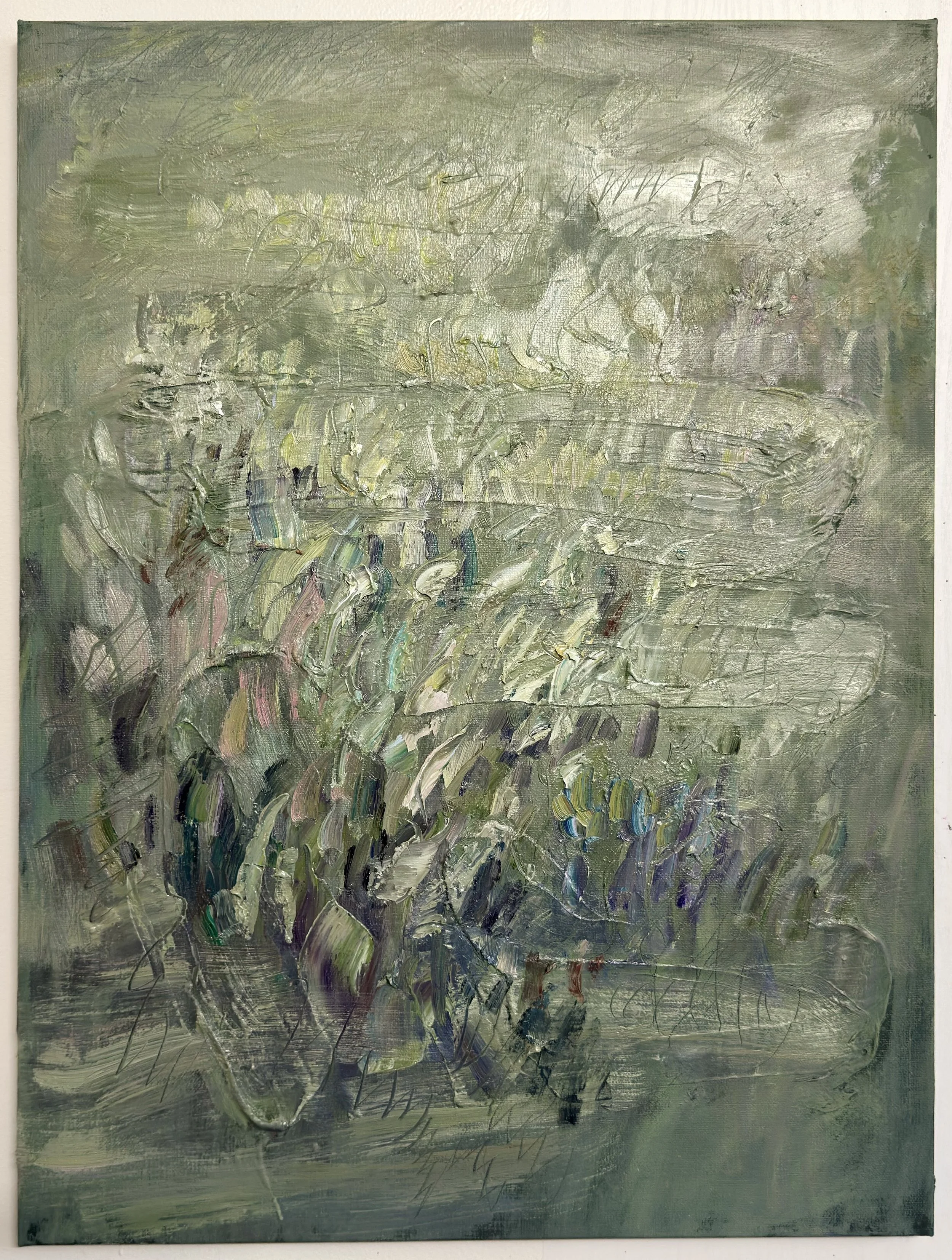 SOLD. Spring Grass Breeze, oil on canvas framed, 18x24 in., $400