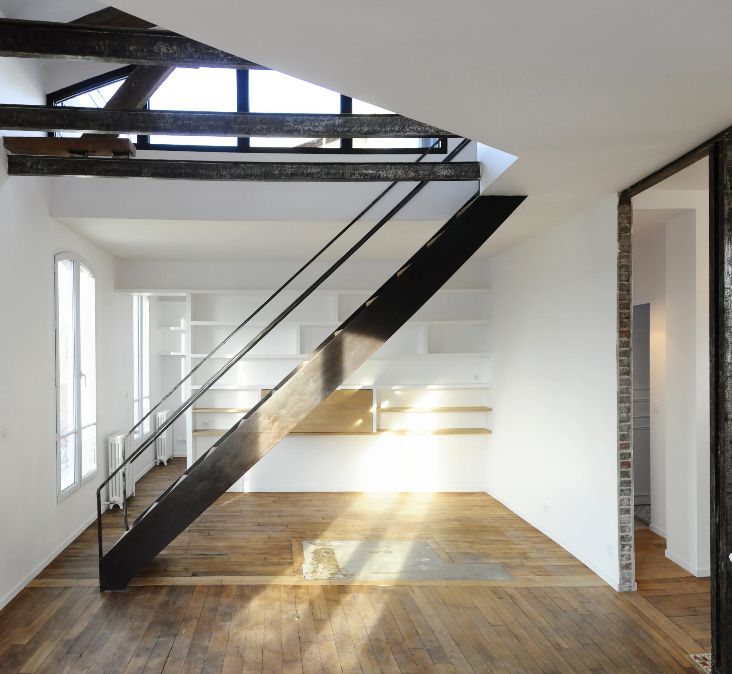 Architecte Malakoff Combles Terrasse Poutres 01.jpg
