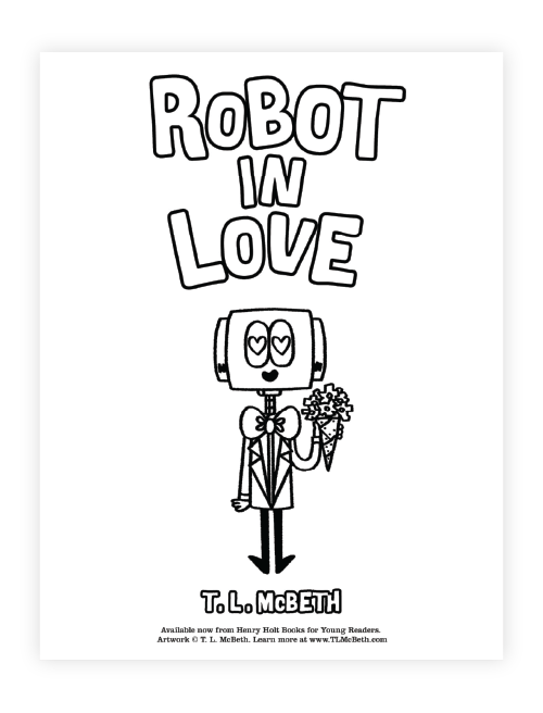 Robot In Love Coloring Pages