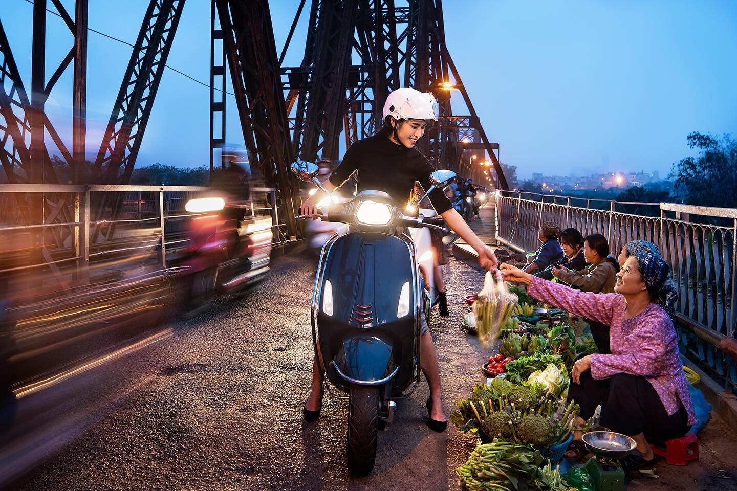 One of my favourite images from a lifestyle shoot that I did earlier this year for a financial technology company whom were looking for real life images depicting transactions and payment solutions.  It&rsquo;s taken on the Hanoi&rsquo;s Long Bien Br