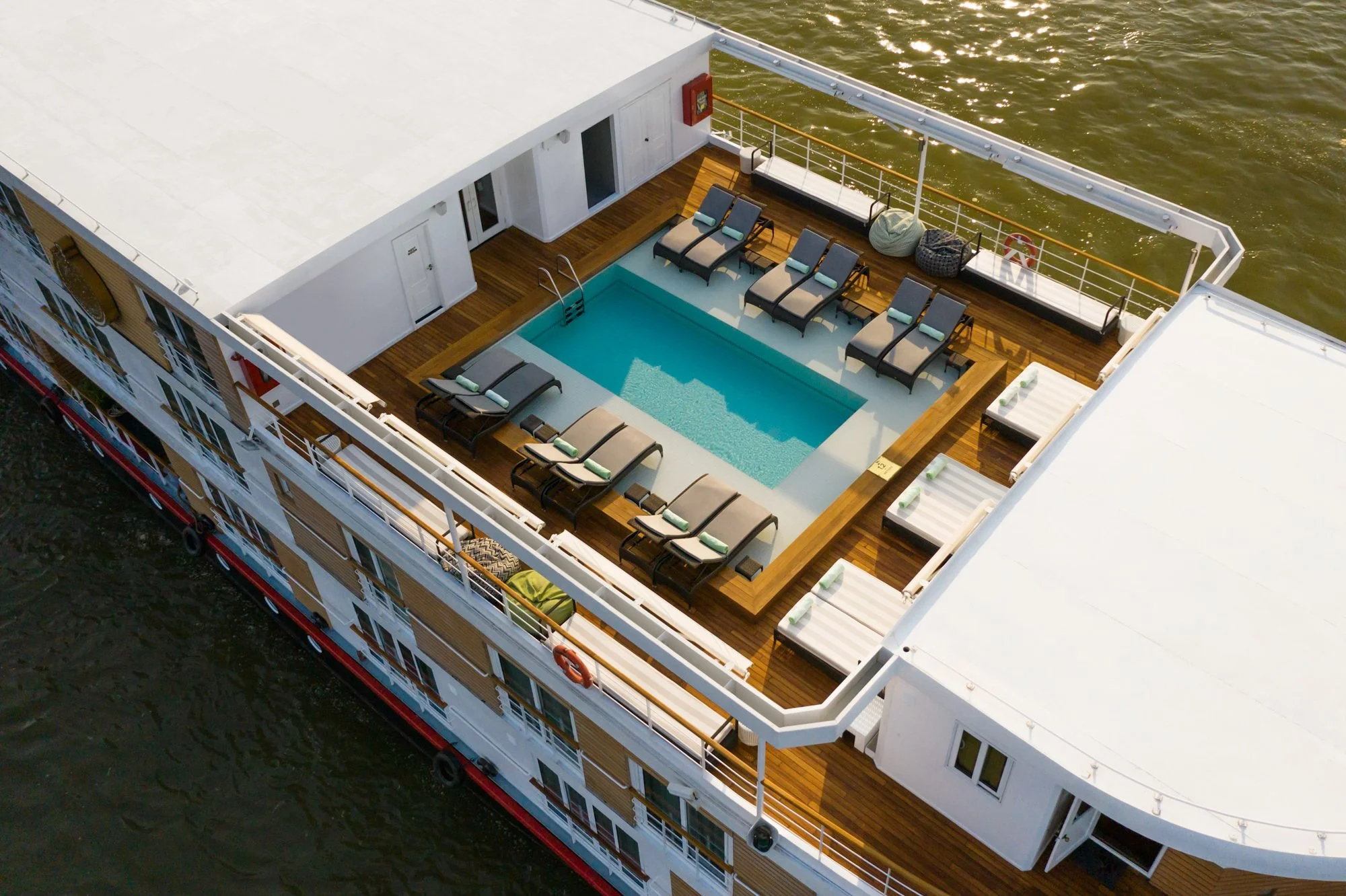  Aerial view of the Strand Cruise pool deck. 