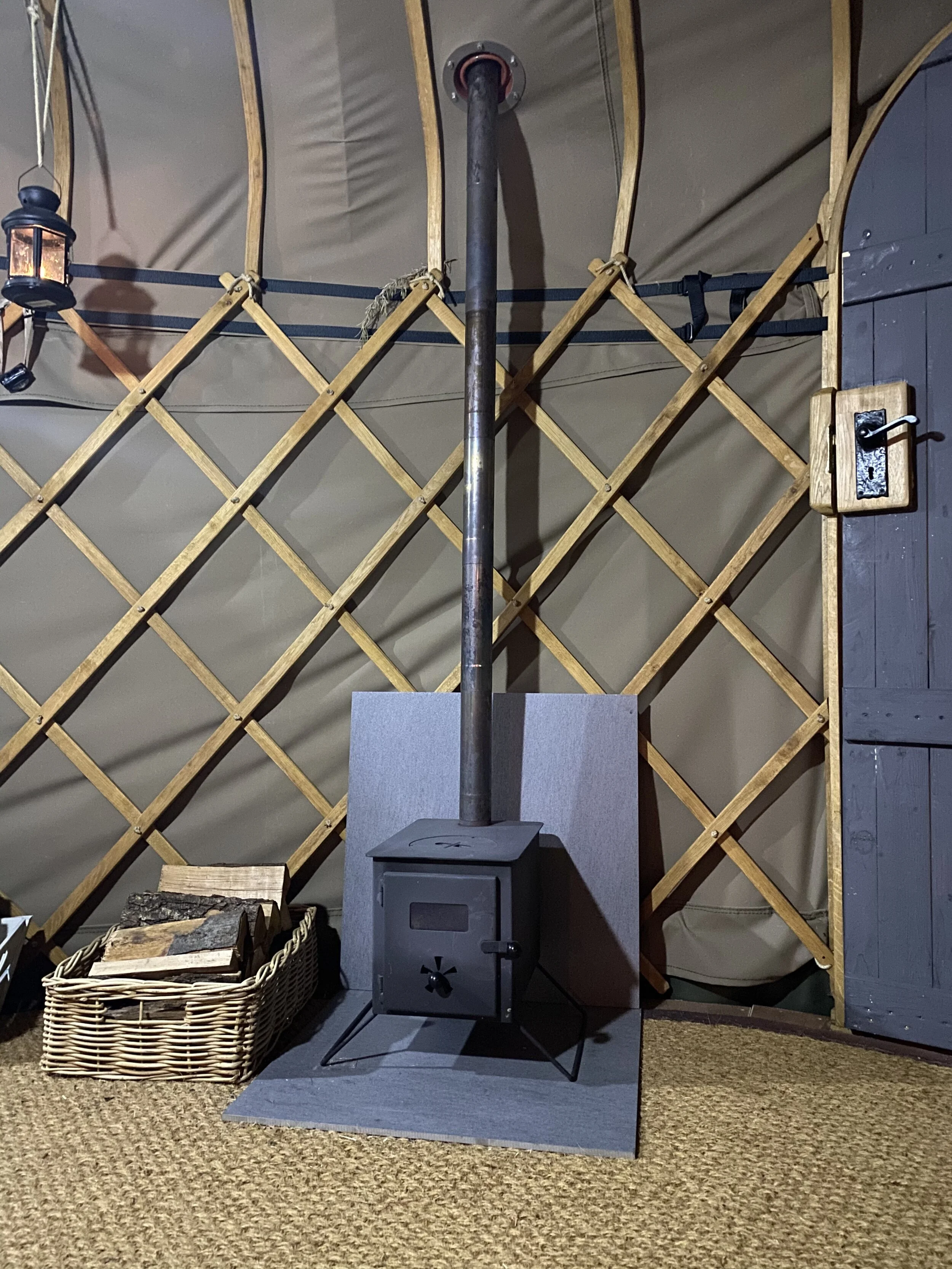 What could be nicer than relaxing in your yurt with a warming wood burning stove