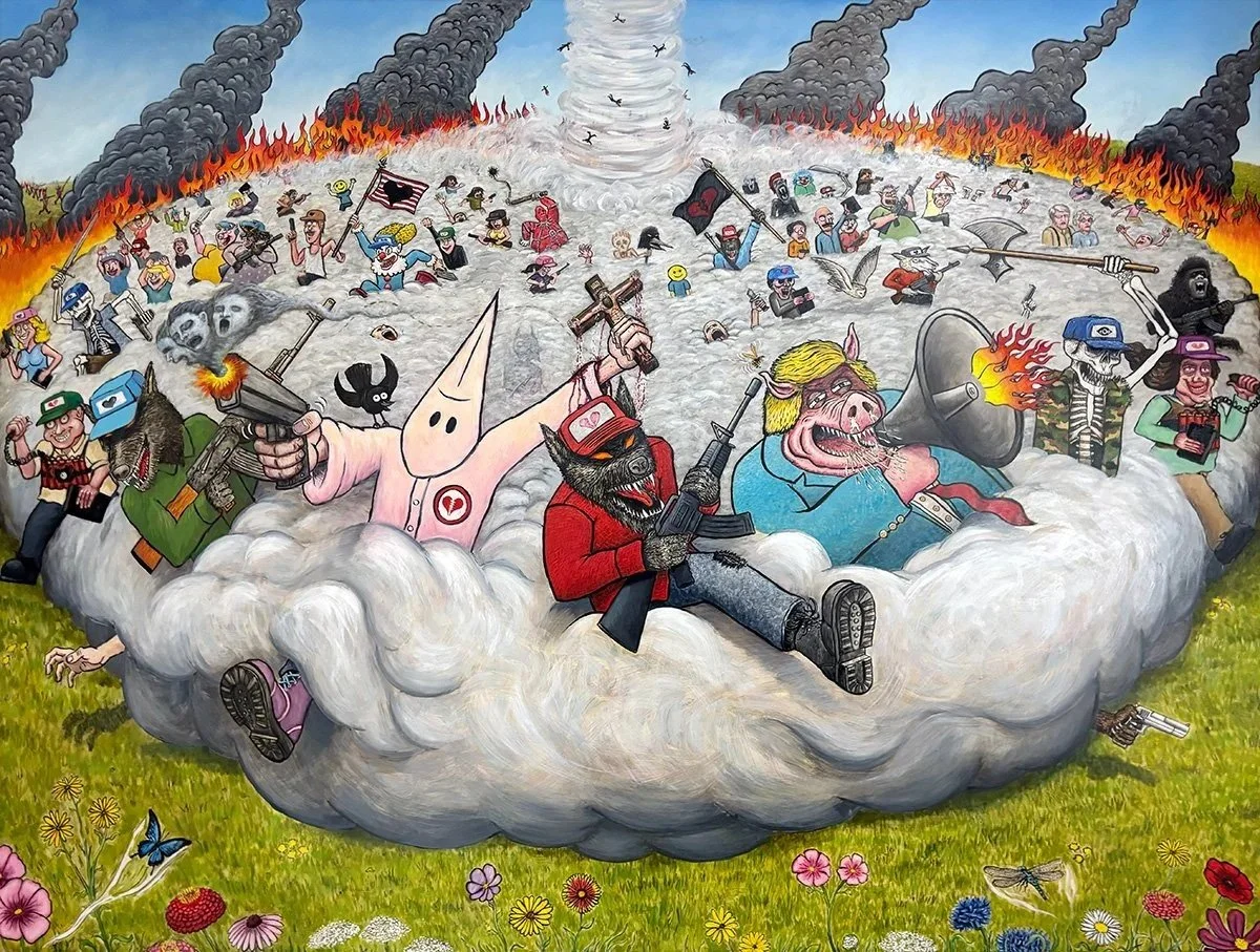 Dark Hearts and Broken Hearts, 30x40 in. Oil on panel, 2025