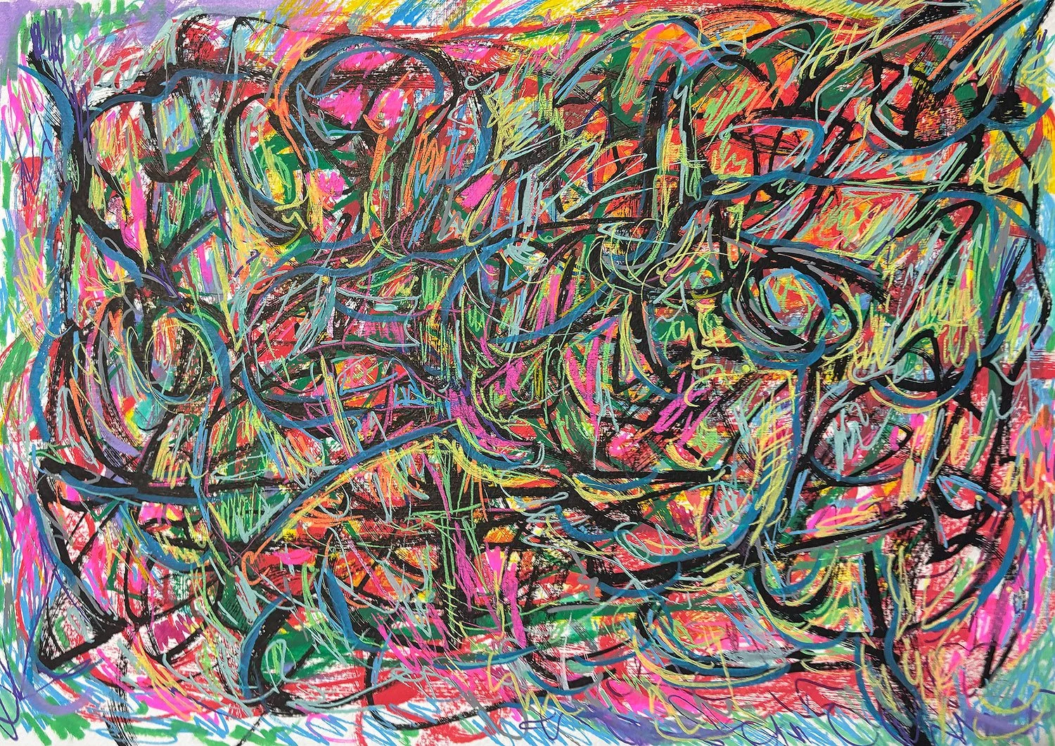 Fragmentation, Pencil, Pen & Ink,  Acrylic Marker on Paper, 12x14 in. 