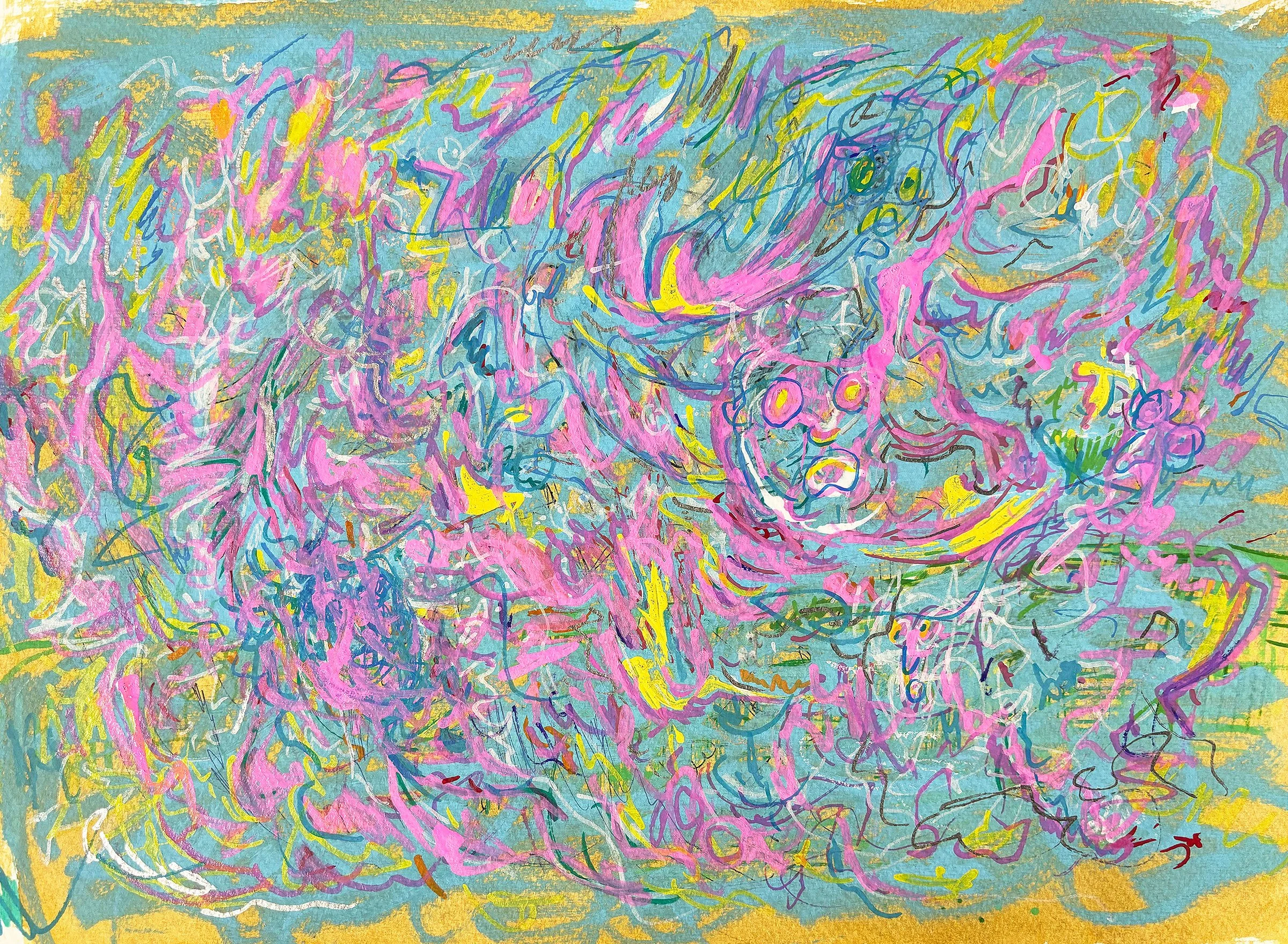 Manic Swirls, Oil based marker and ink on paper, 12x14 in.