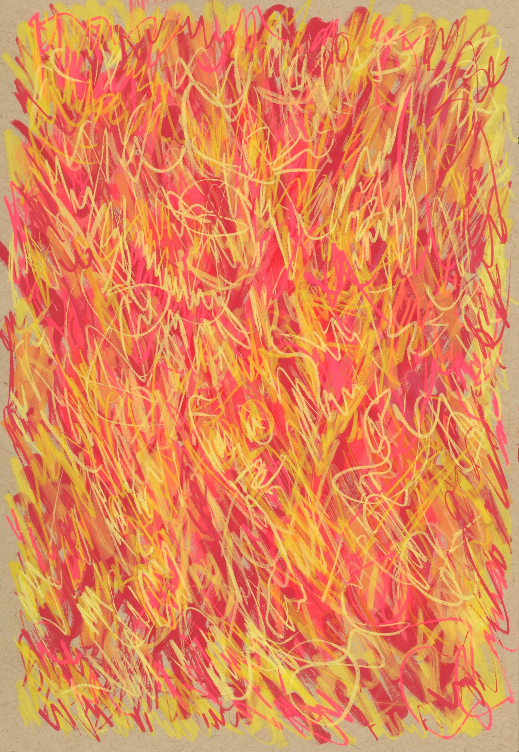 Abstract Doodle, Warm Colors, Pen & Ink and Acrylic on paper, 6x8 in.