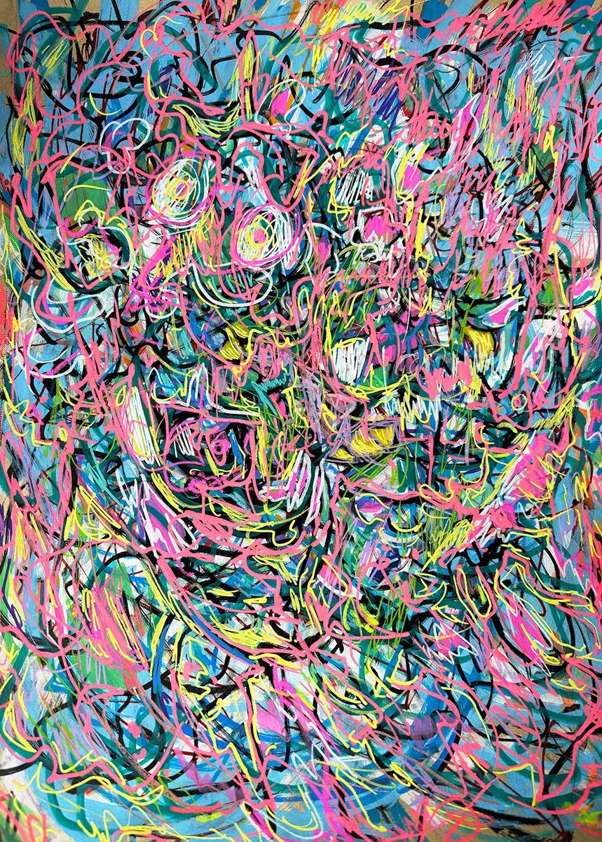 Abstract Doodle. Pen & Ink and Acrylic, Pen & Ink and Acrylic on paper, 9x12 in.