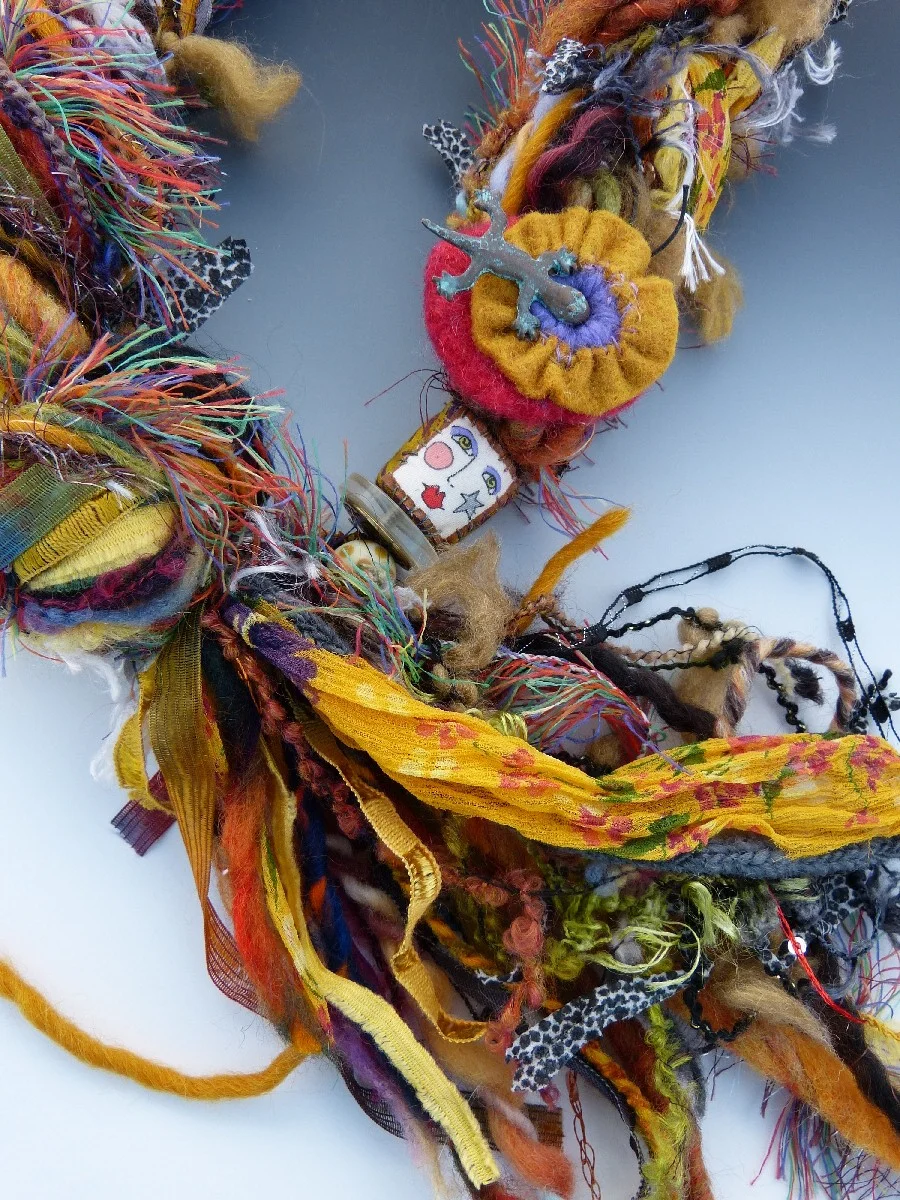 Fiber Necklace in Mustard and Black