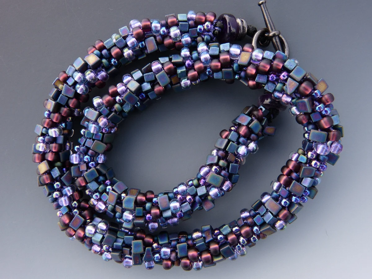 Purple and Navy Spiral Bead Crochet