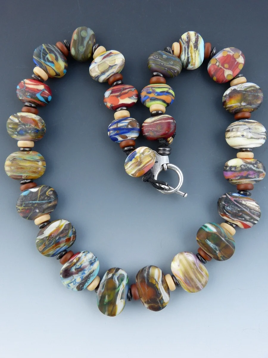 Etched Lampwork Glass Bead Landscape Necklace