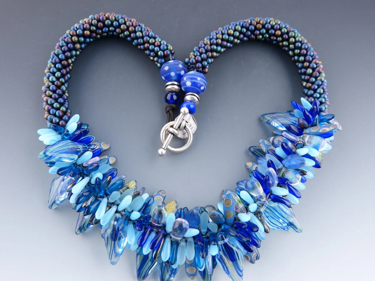 Spiral Bead Crochet in Shades of Blue