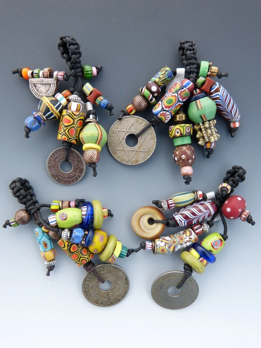 Old Coin and Vintage African Trade Bead Pendants