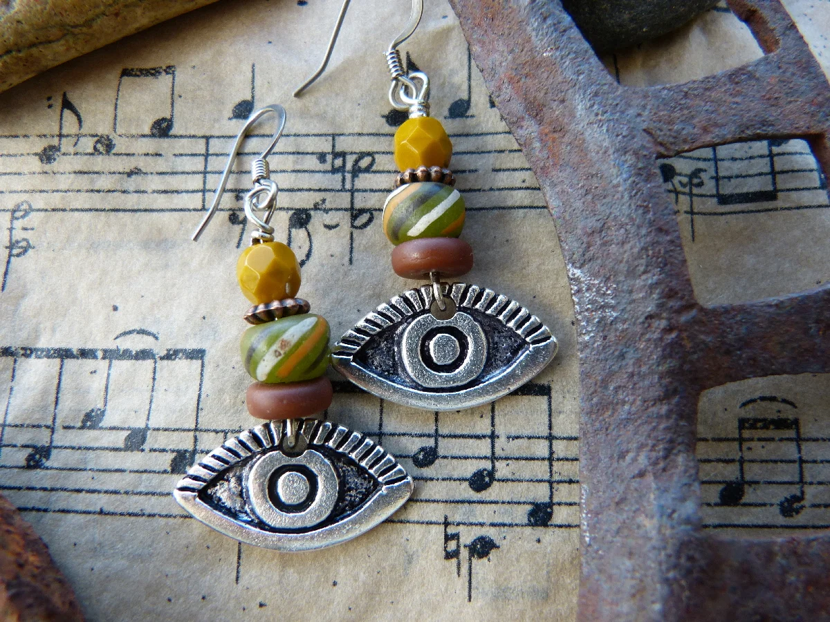 Small Silver Eye Charm Earrings, $16/pair