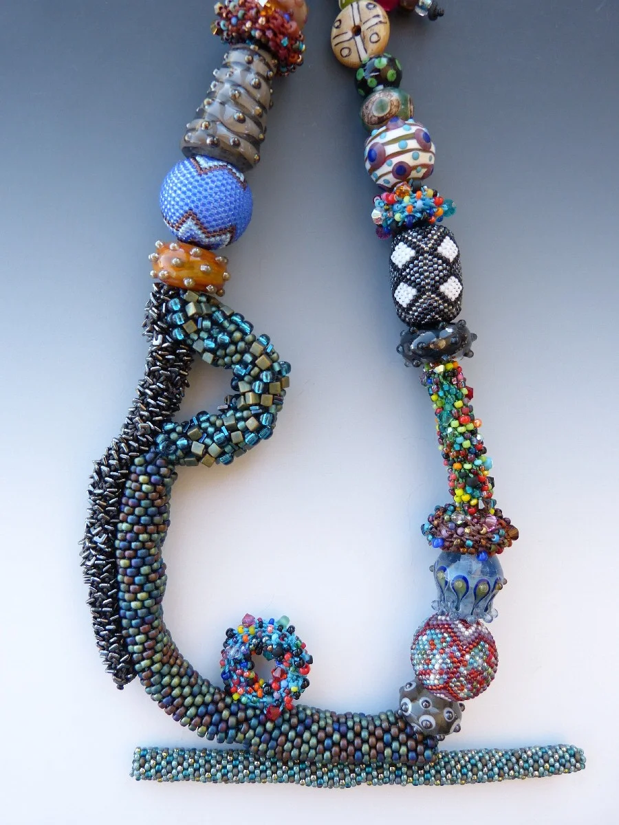 Bead Crochet, Lampwork and Beaded Bead Necklace