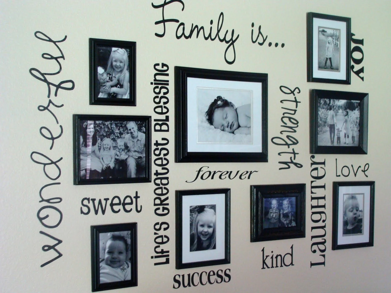 Just say 'no' to cutesy-wootsy wall stencils. If you want to use quotes in your display, find a cool graphic print like the ones at this Etsy shop .