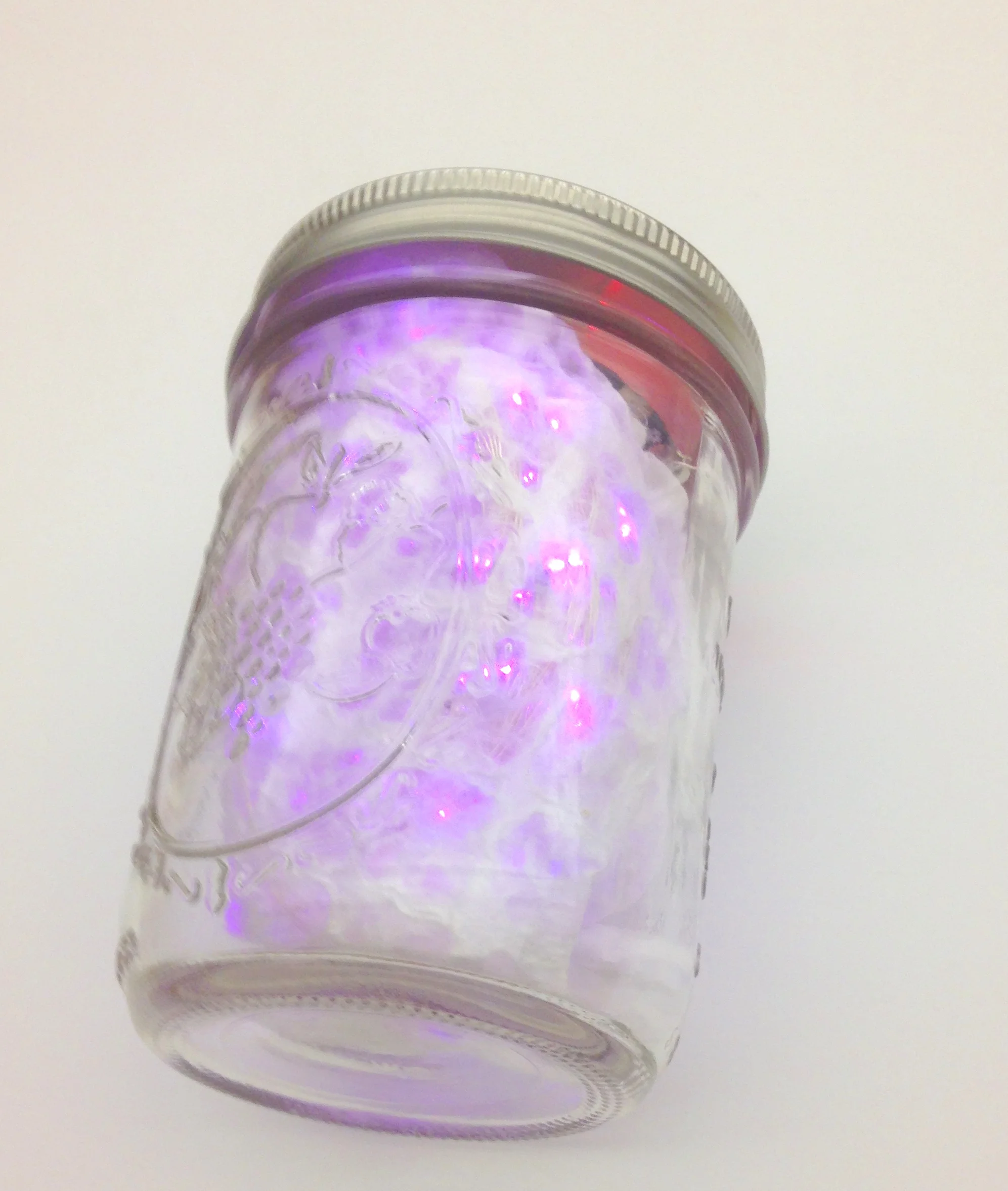 The Jar of Fireflies built with Arduino code and Adafruit Gemma