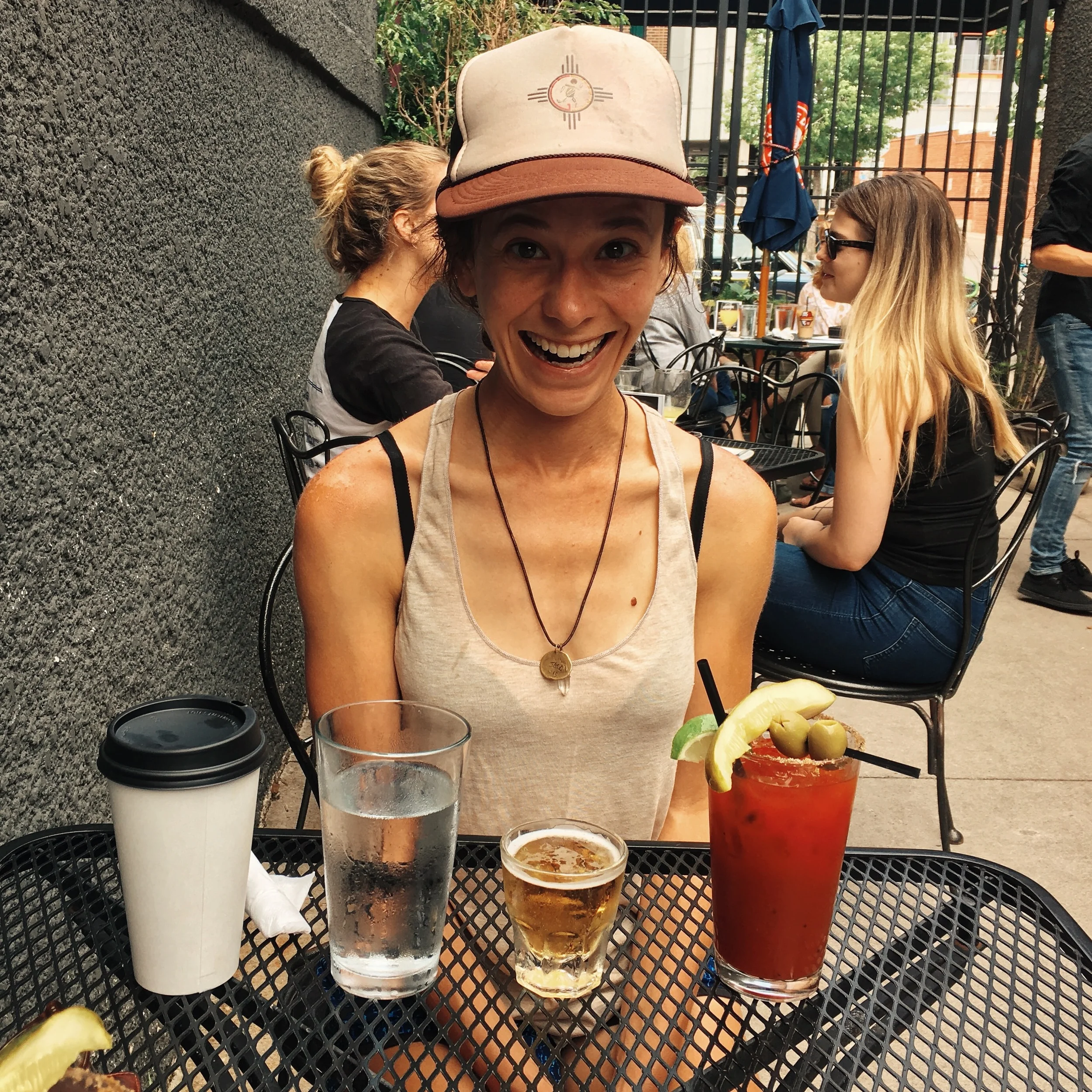 Lani being introduced to the concept of a "beer chaser"