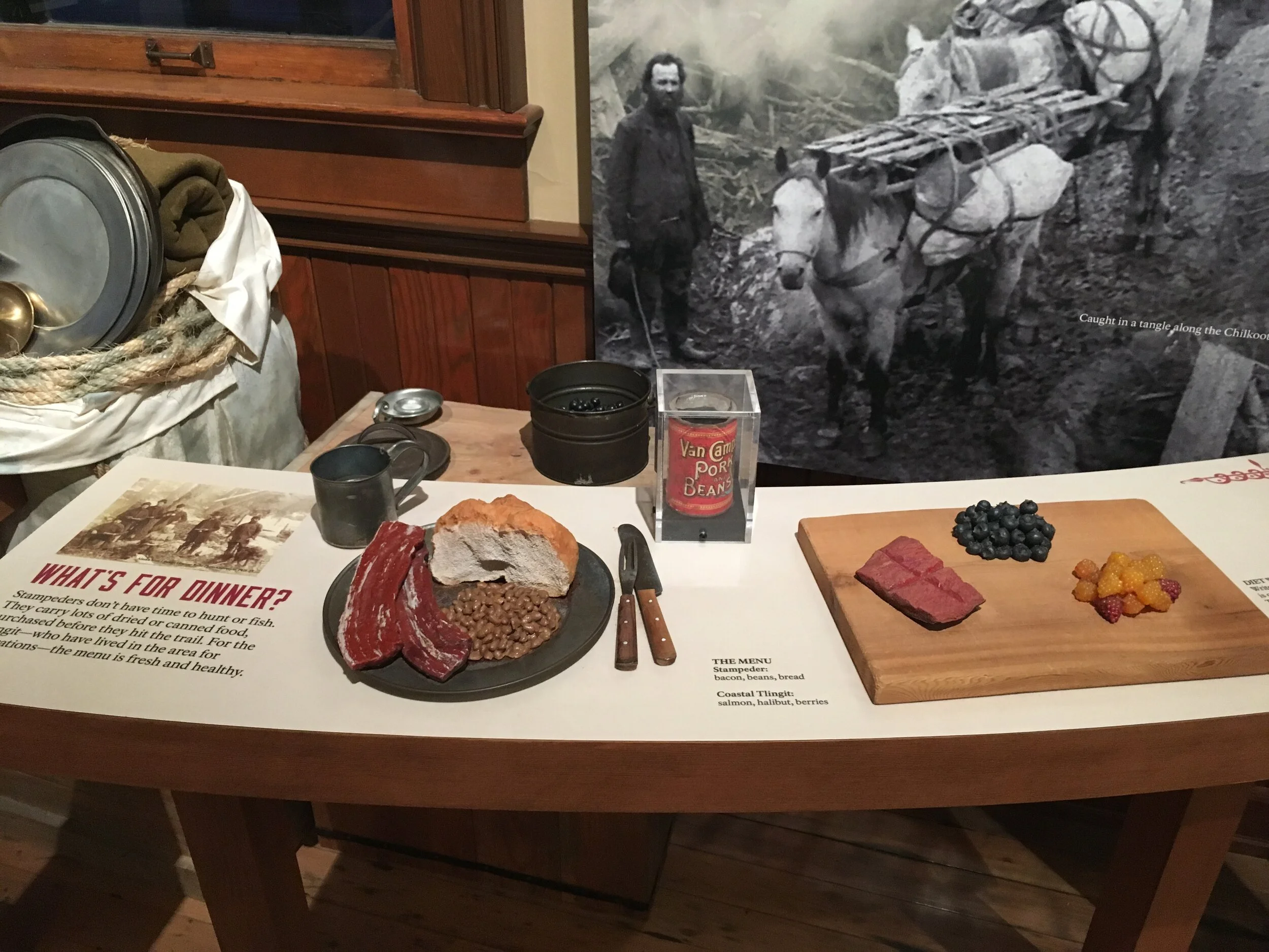 I chose food as a universal entry point to understanding the Gold Rush and its impact; here, tactile representations invite touching.