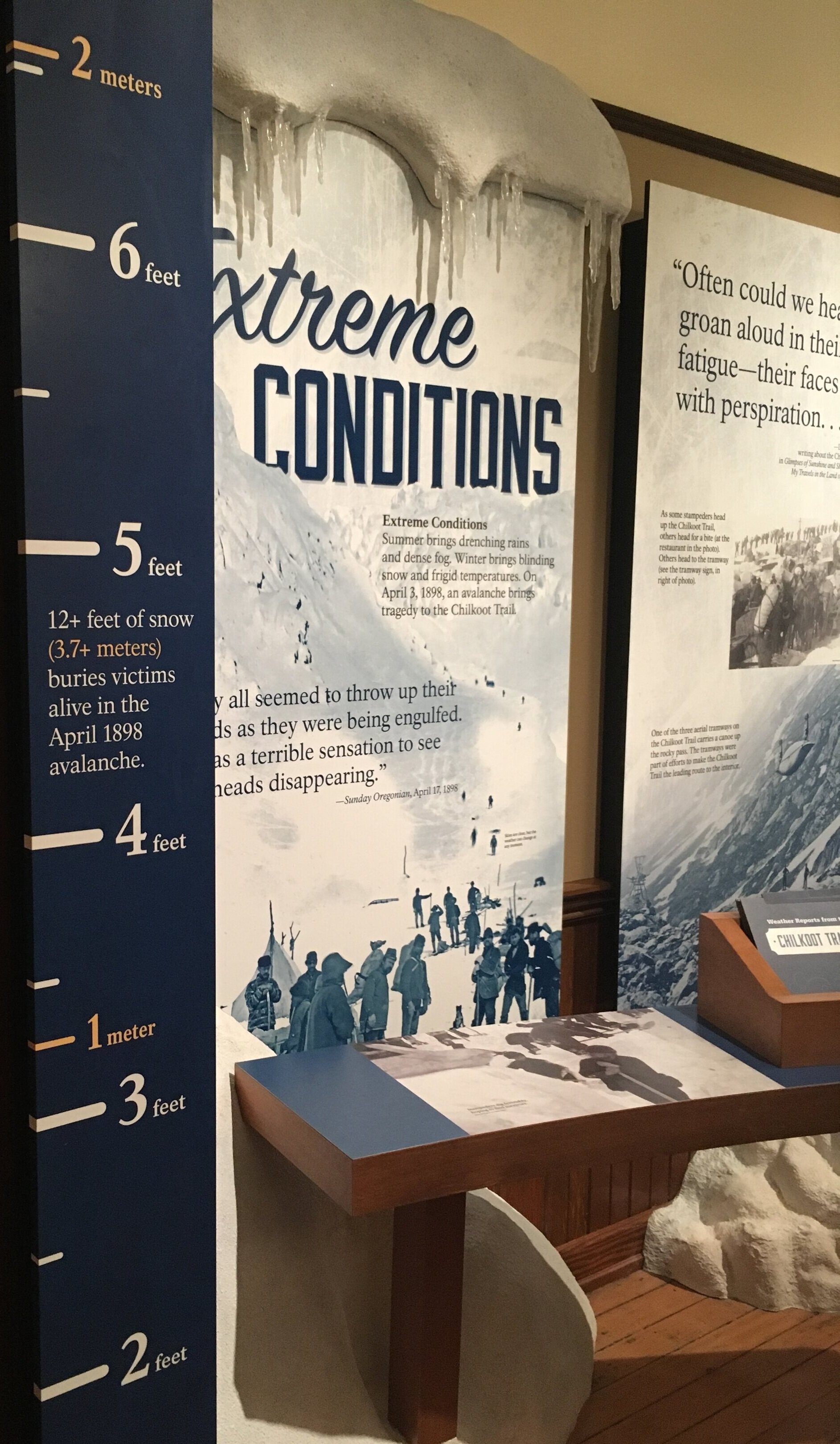 I developed this full-body interactive to help visitors grasp the impact of an avalanche on gold-seekers.
