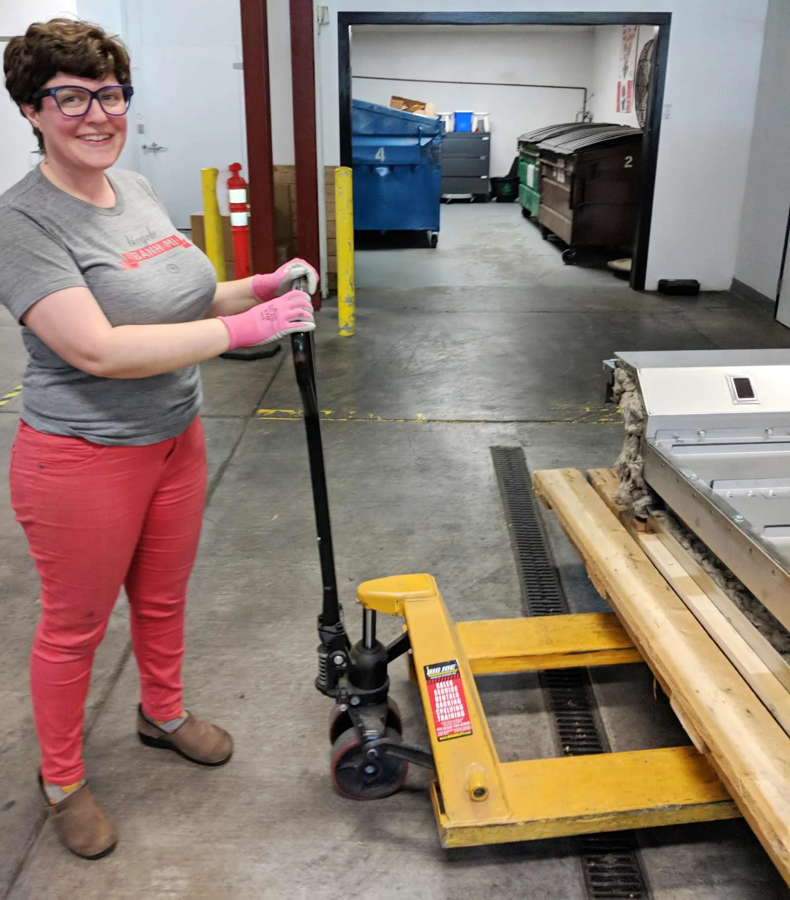 Sadie workin' the pallet jack!