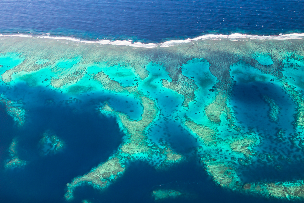Flying over the atolls of the South Pacific — Fiji