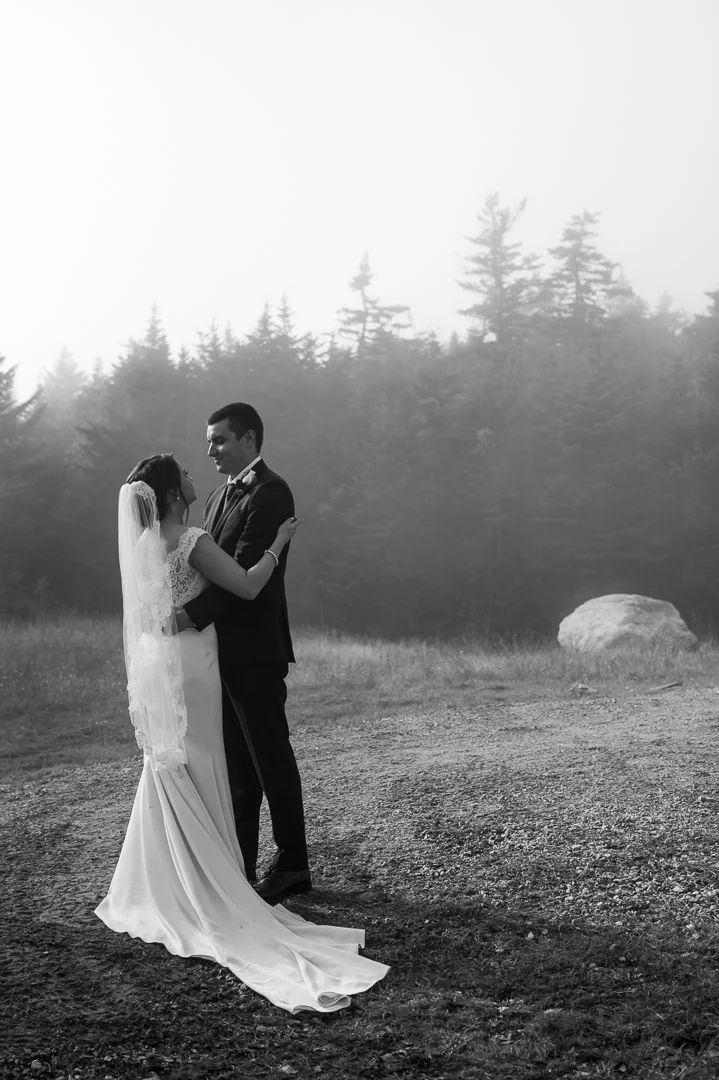 wedding couples portrait fog stratton mountain