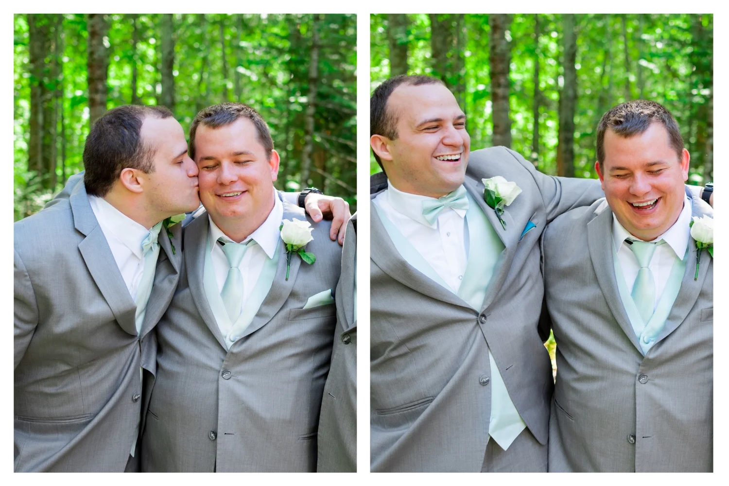 groom and best man goofing off