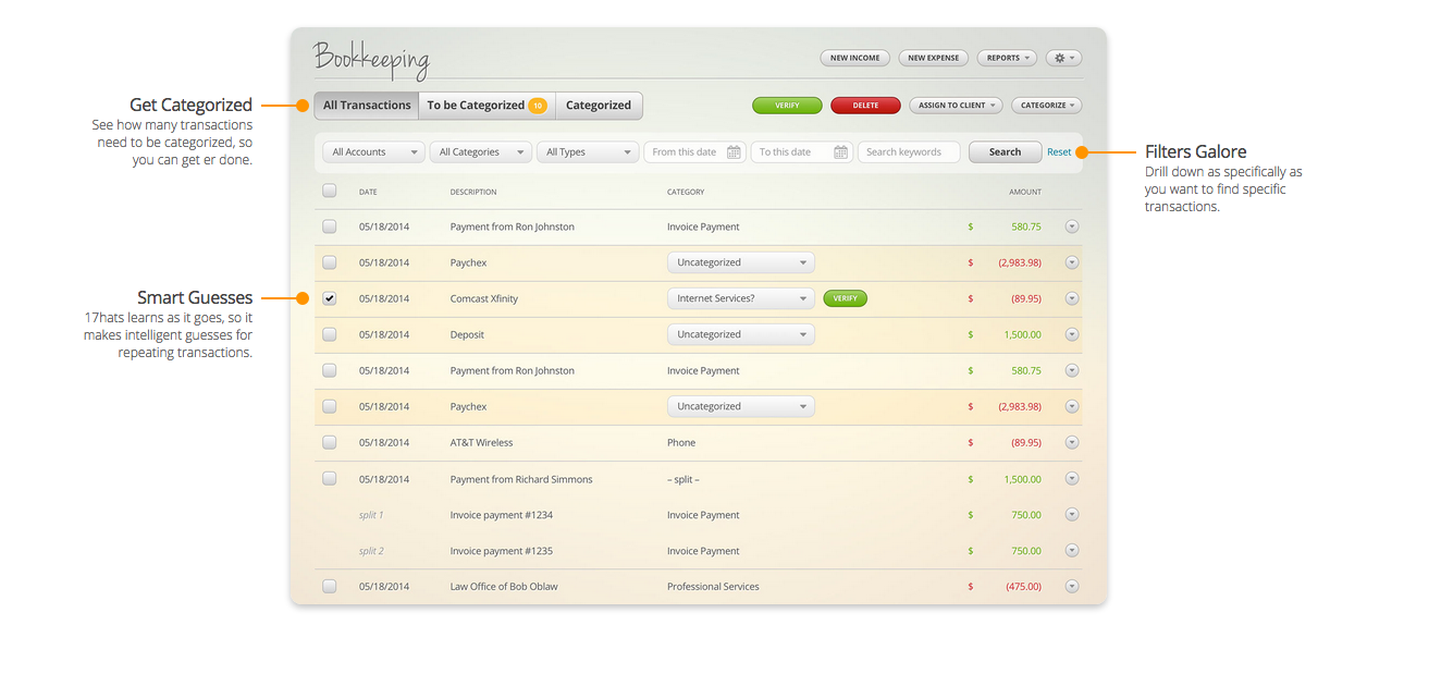 Smart Bookkeeping -- 17hats