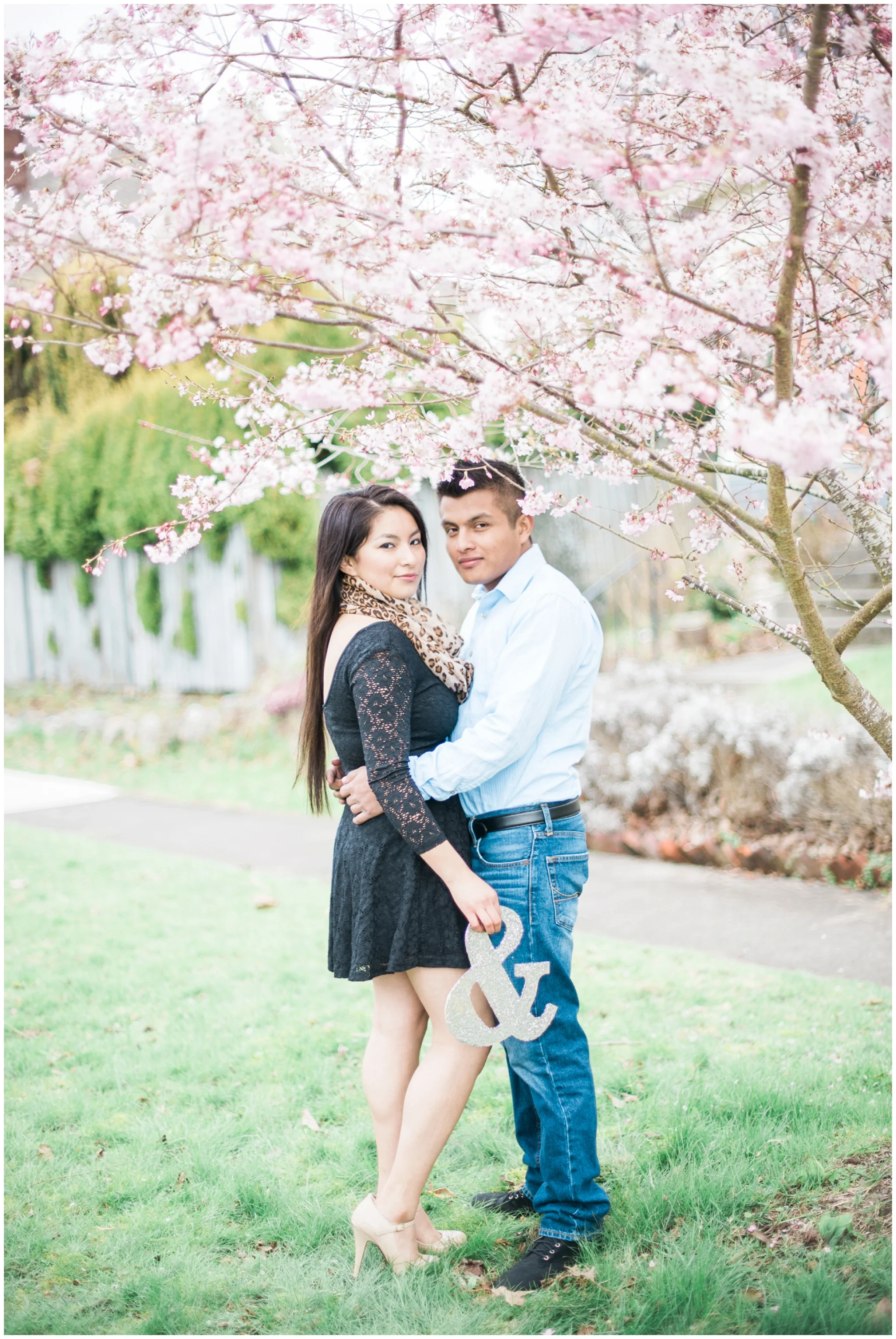 Christian & Vanessa's Bellingham Cherry Blossom engagement