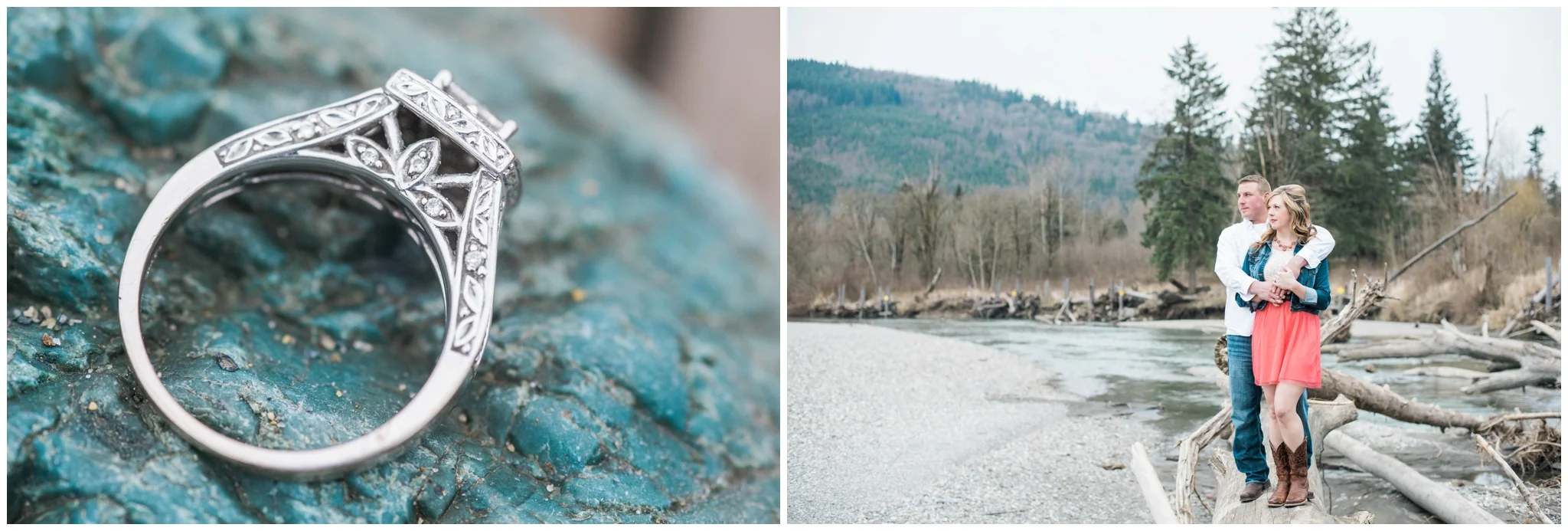 Bellingham river mountain Engagement, B. Jones Photography. Bellingham Wedding Photographer