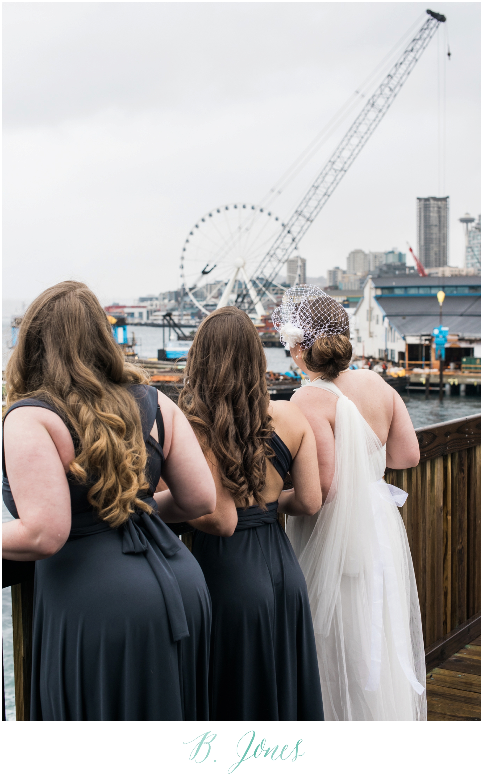 Seattle Ferry Wedding. Piccolino Reception. Seattle Wedding Photographer B. Jones Photography. World Spice Market. Pikes Place Market. Vintage Rolls Royce