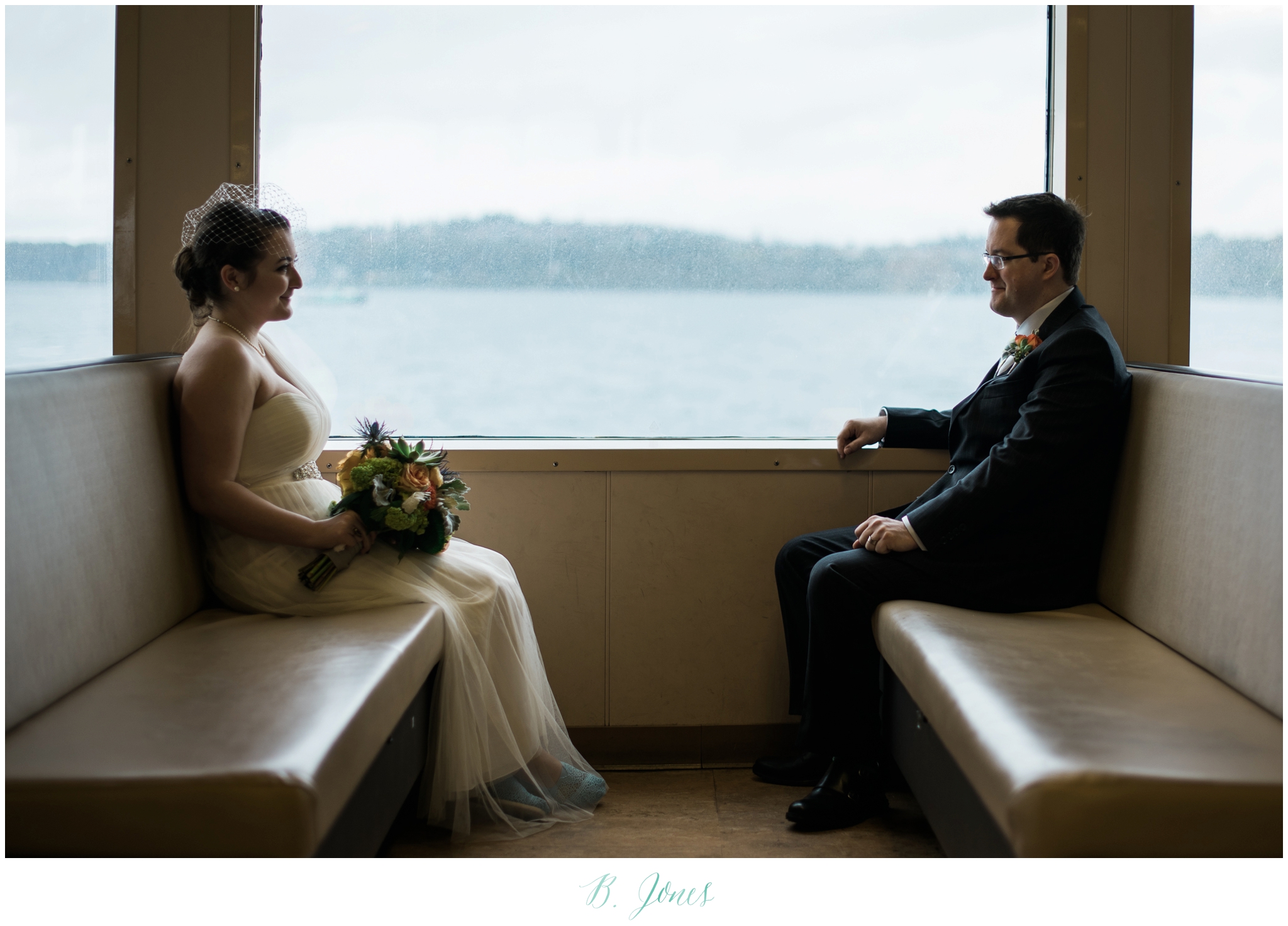 Seattle Ferry Wedding. Piccolino Reception. Seattle Wedding Photographer B. Jones Photography. World Spice Market. Pikes Place Market. Vintage Rolls Royce