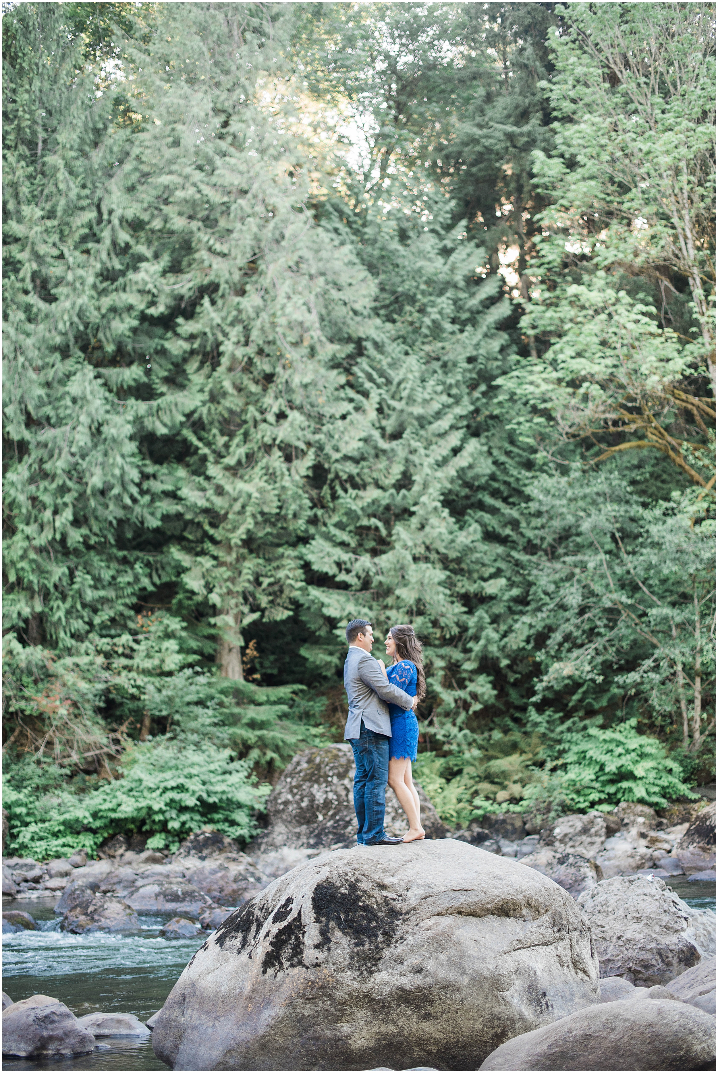 Snoqualmie Falls Engagement Wedding. Salish Lodge Engagement. River. Pacific Northwest. Proposal. Engaged. Halo Ring