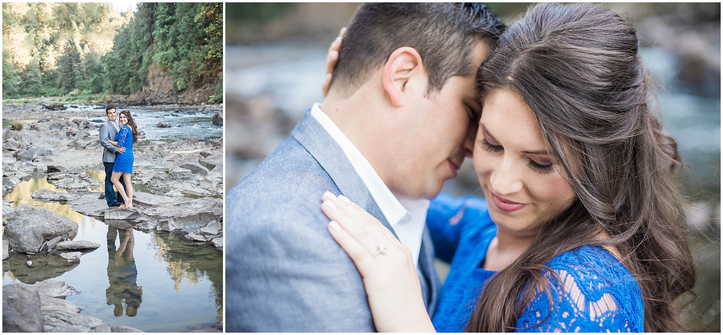 Snoqualmie Falls Engagement Wedding. Salish Lodge Engagement. River. Pacific Northwest. Proposal. Engaged. Halo Ring