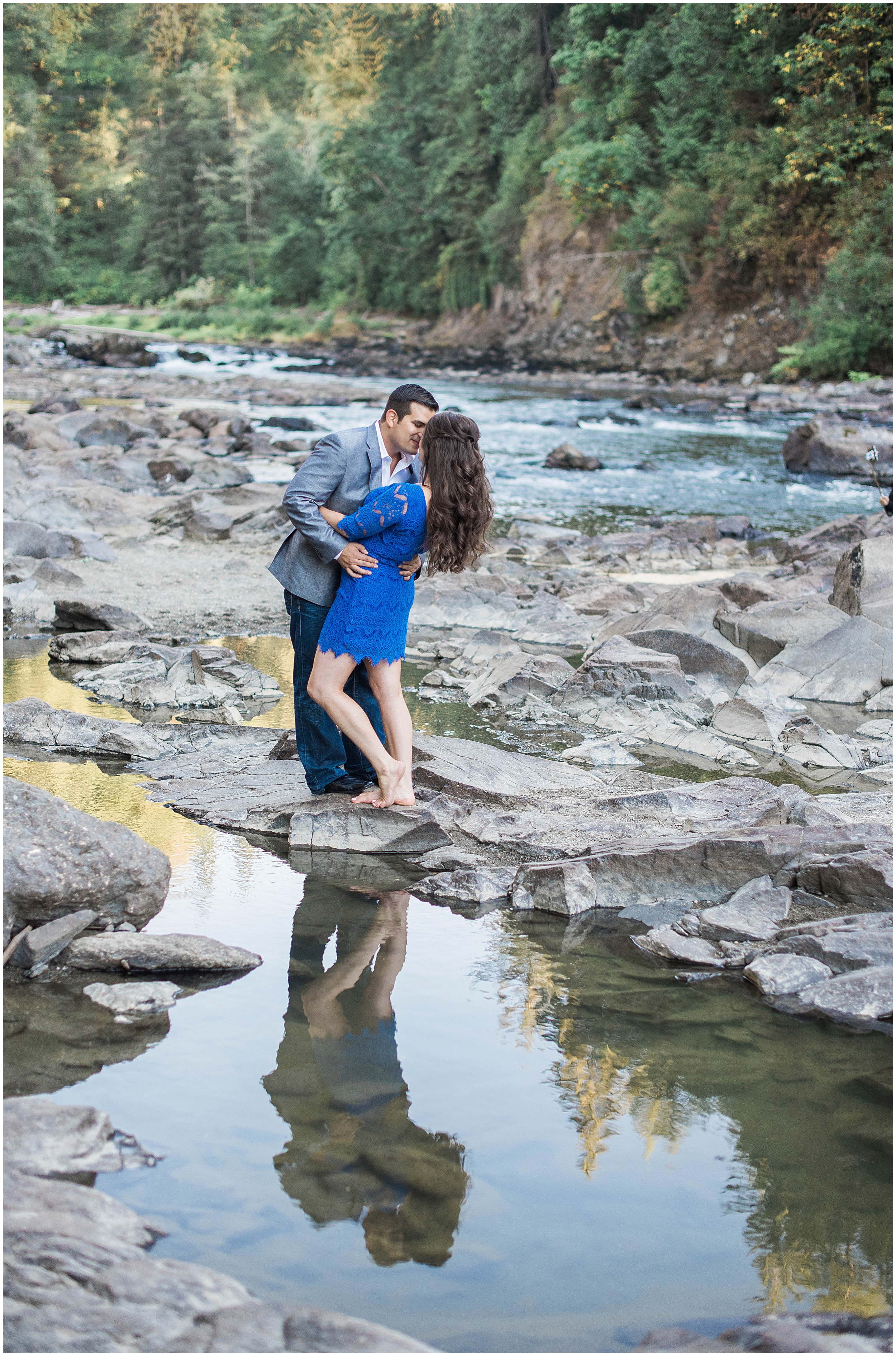 Snoqualmie Falls Engagement Wedding. Salish Lodge Engagement. River. Pacific Northwest. Proposal. Engaged. Halo Ring