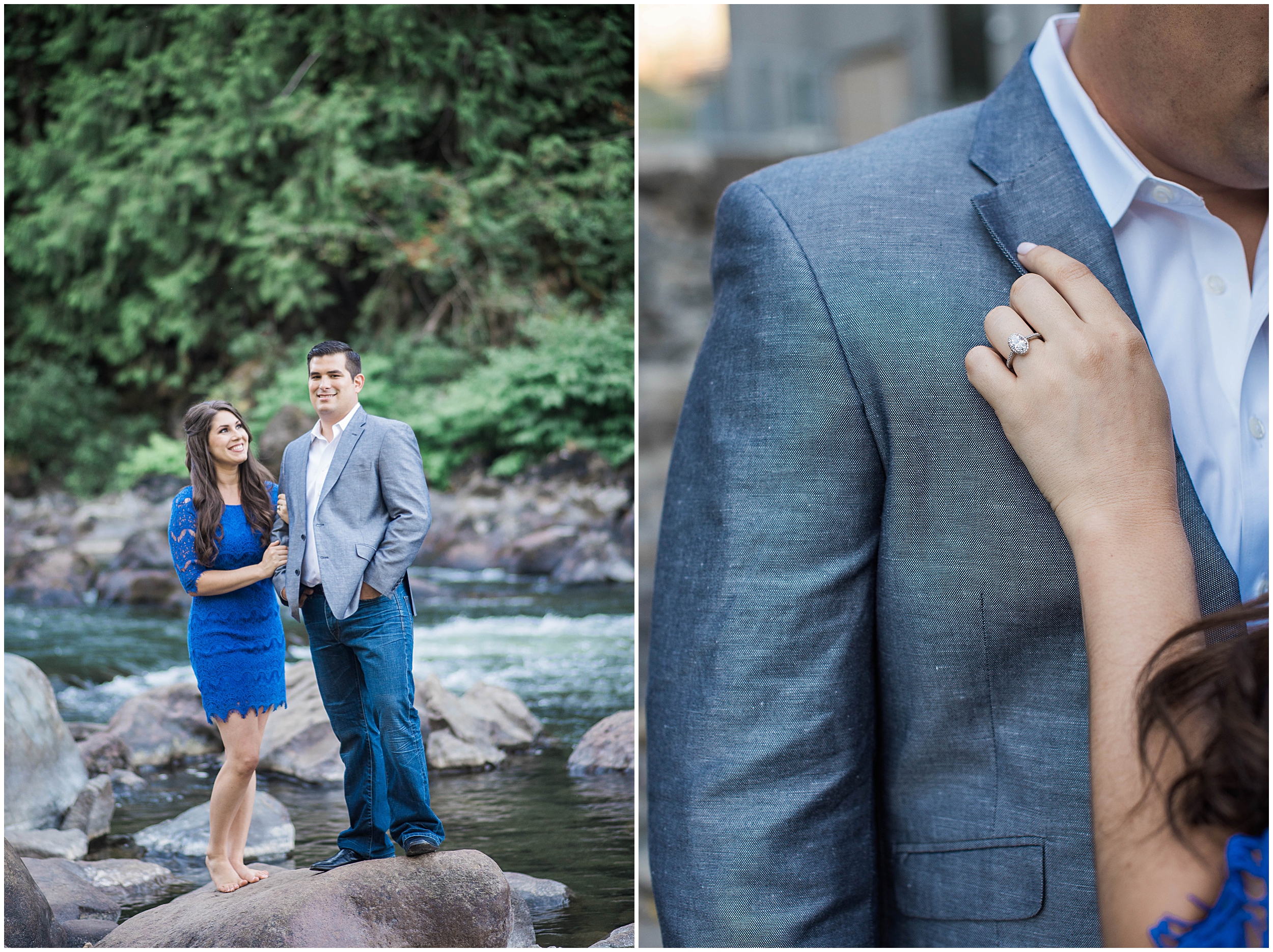 Snoqualmie Falls Engagement Wedding. Salish Lodge Engagement. River. Pacific Northwest. Proposal. Engaged. Halo Ring