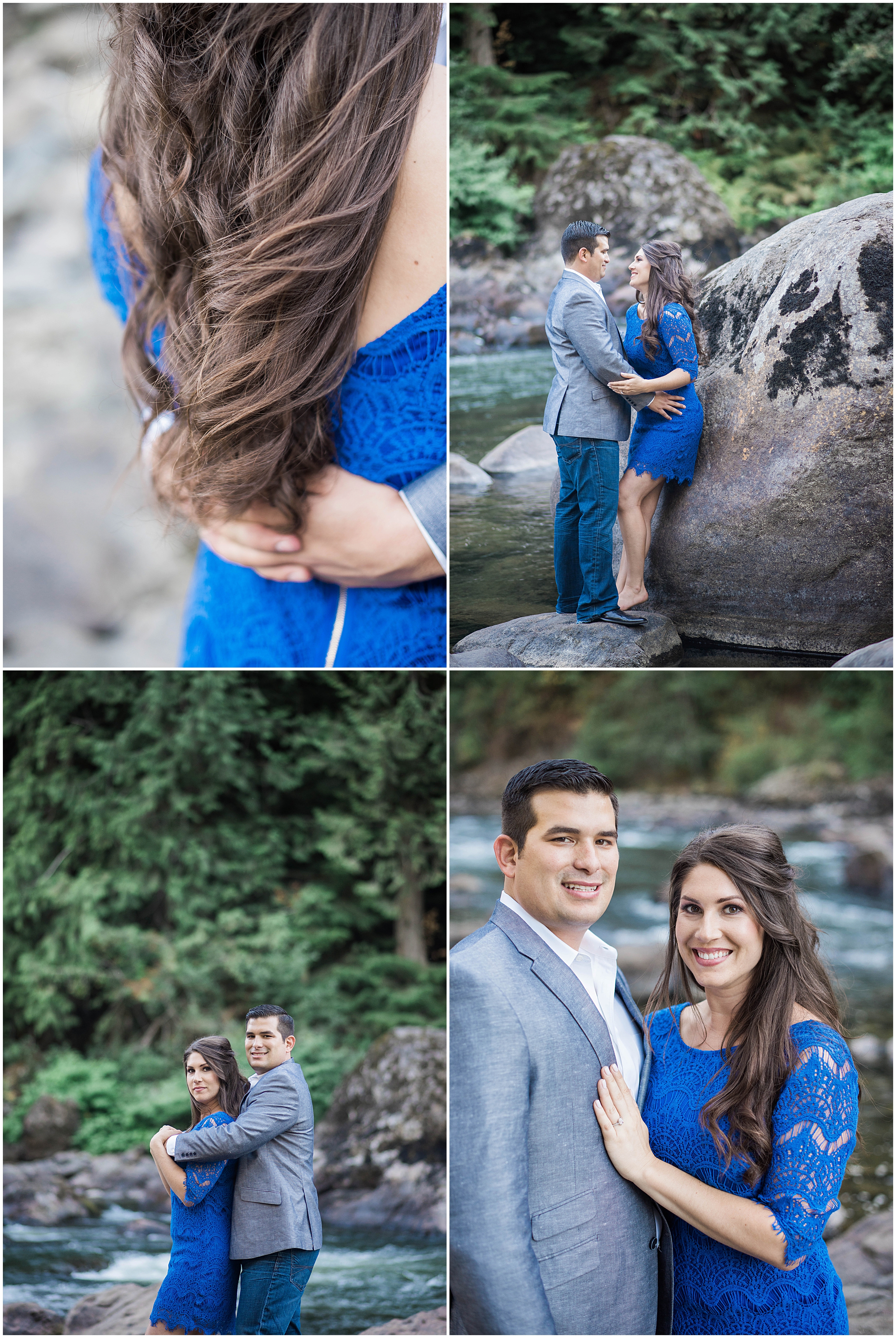 Snoqualmie Falls Engagement Wedding. Salish Lodge Engagement. River. Pacific Northwest. Proposal. Engaged. Halo Ring