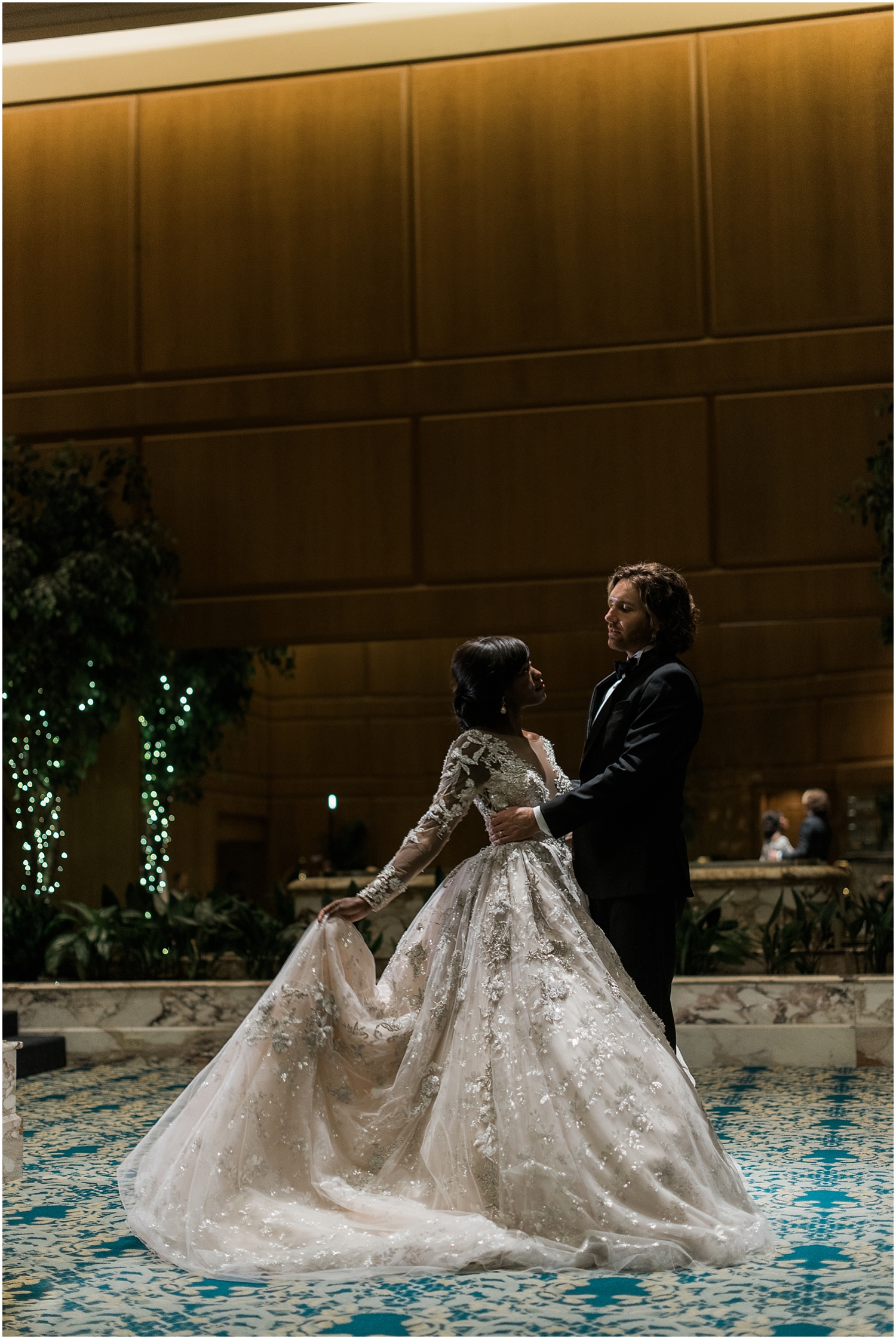 the first dance at Winter wedding at the Fairmont Olympic Hotel in Seattle