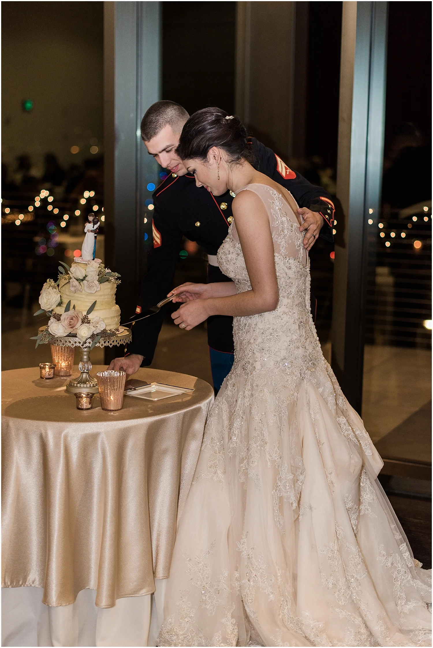 Mukilteo Rosehill Community Center Wedding. Winter Glitter Wedding. Blush, Champagne, Gold