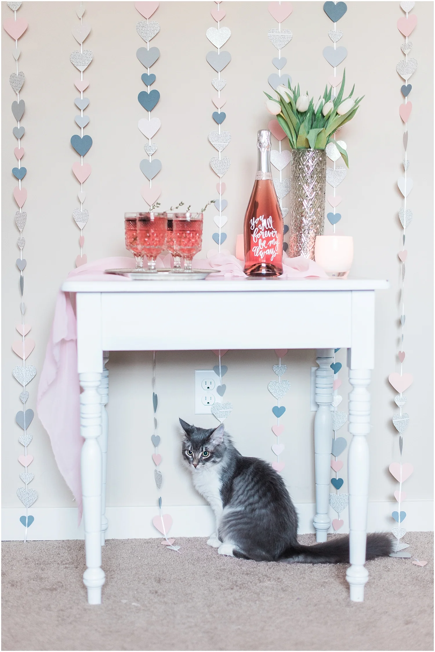 DIY Valentines Day Garland Tutorial & Themed Cocktails