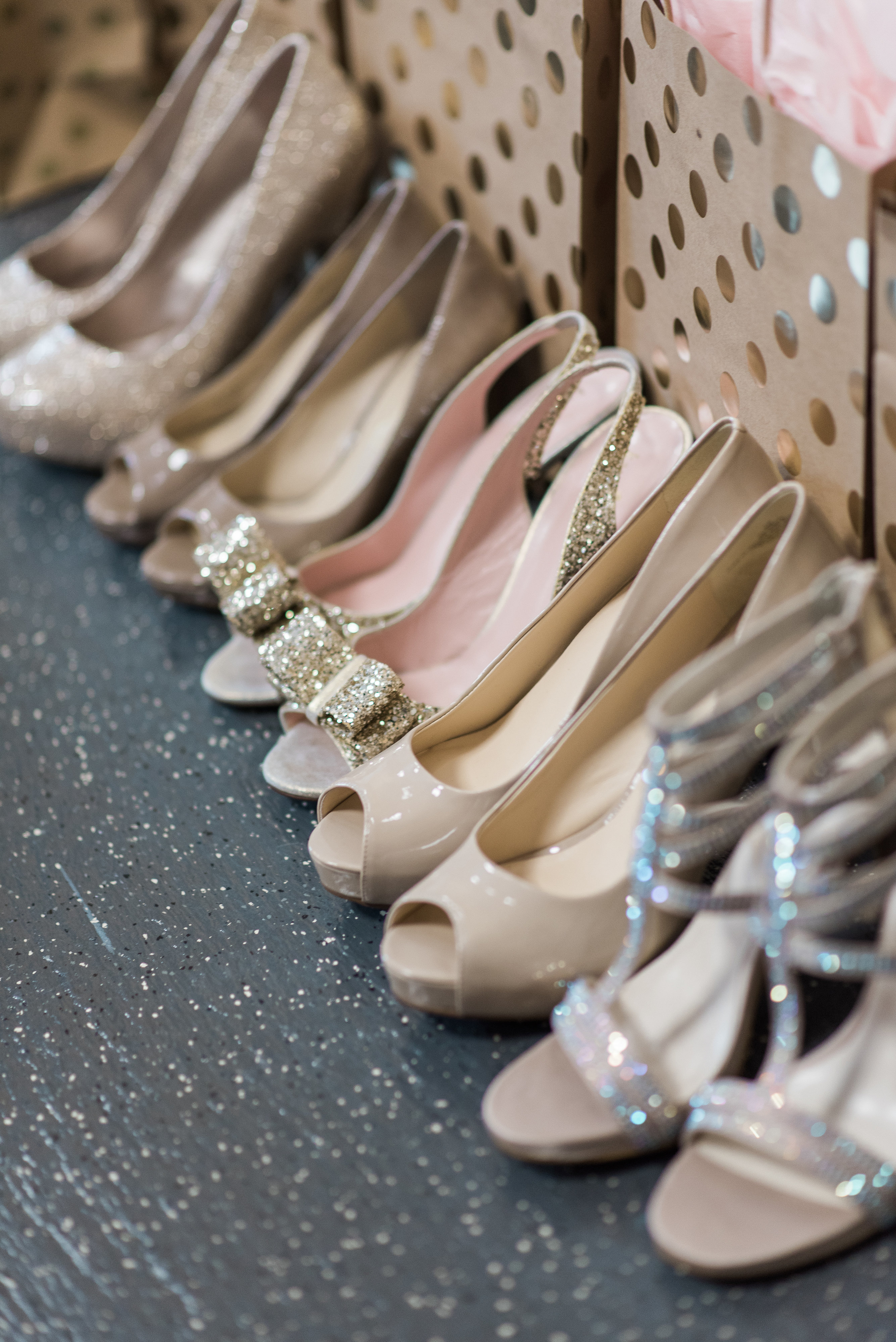 Gold & nude wedding heels for bride and bridesmaids. 