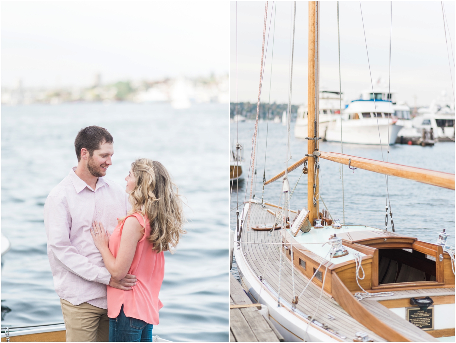 Nautical Engagement photos at The Seattle Center for Wooden Boats