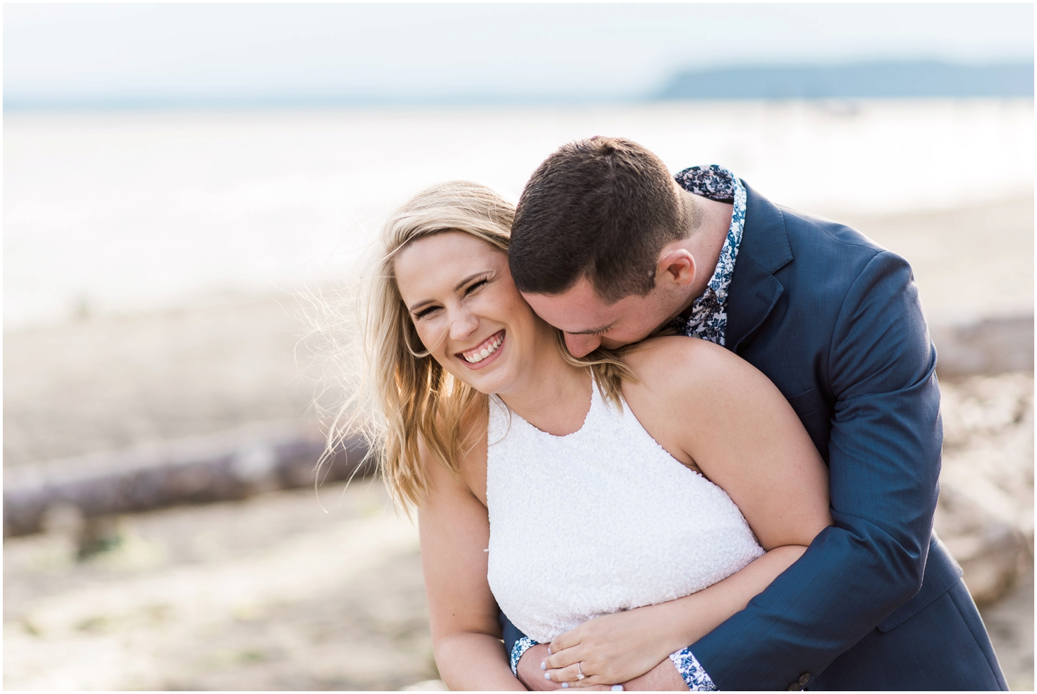 Nautical Beach Engagement. Mission Beach. PNW Beach Wedding 