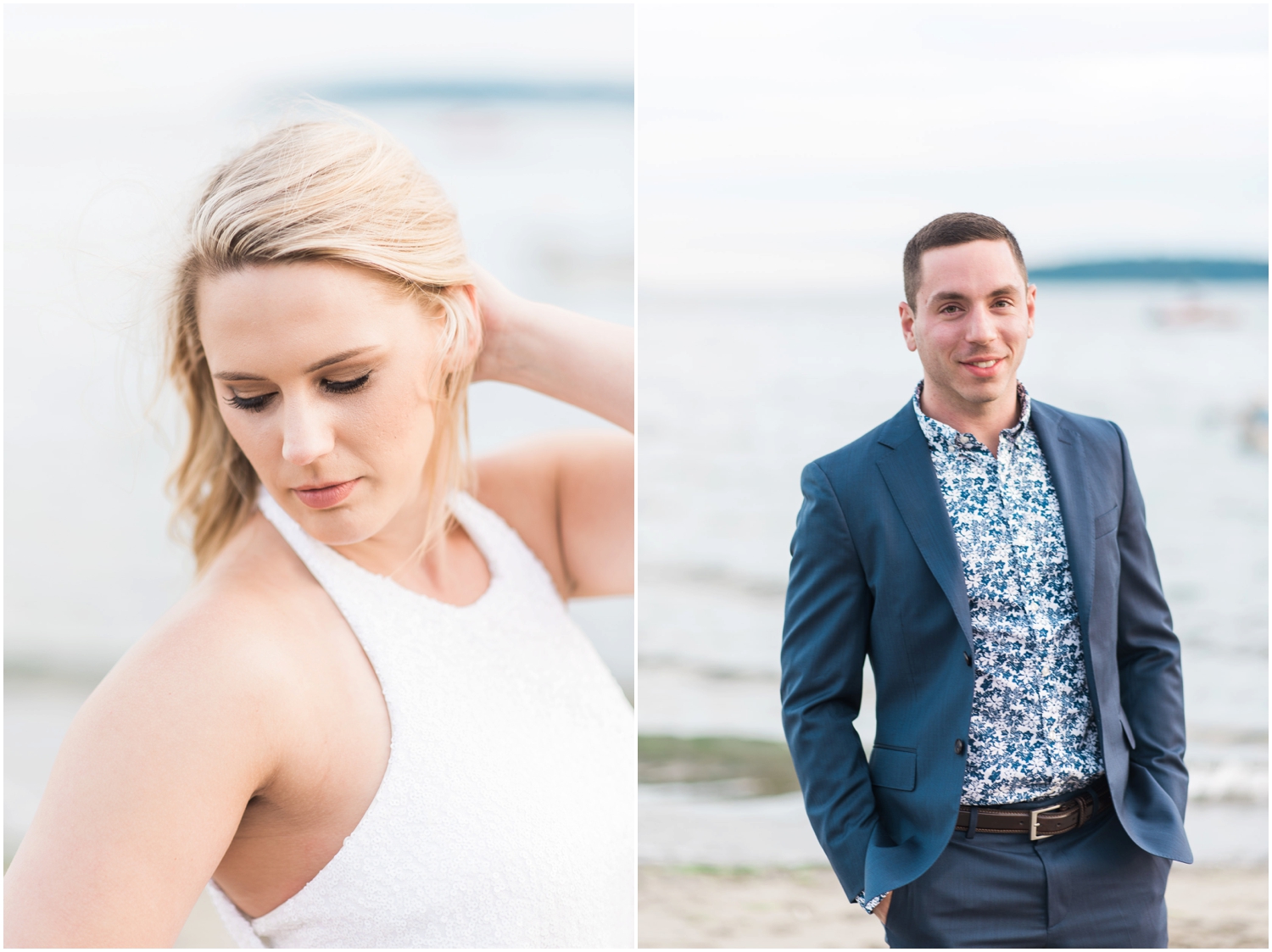 Nautical Beach Engagement. Mission Beach. PNW Beach Wedding 