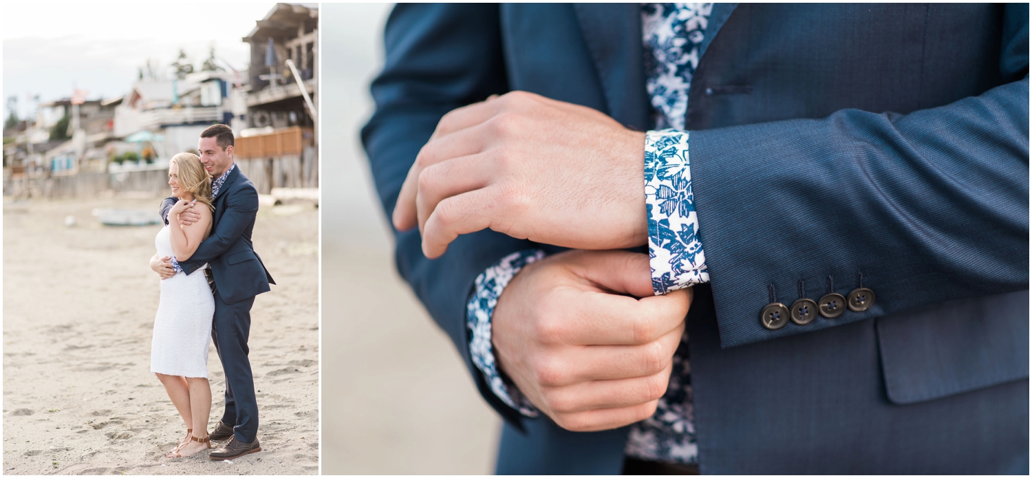 Nautical Beach Engagement. Mission Beach. PNW Beach Wedding 