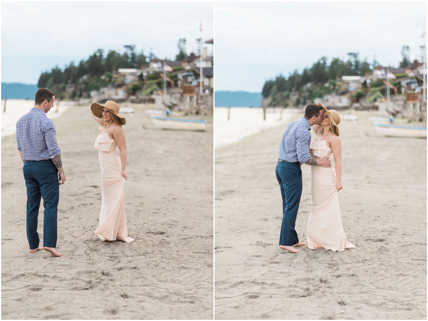 Nautical Beach Engagement. Mission Beach. PNW Beach Wedding 